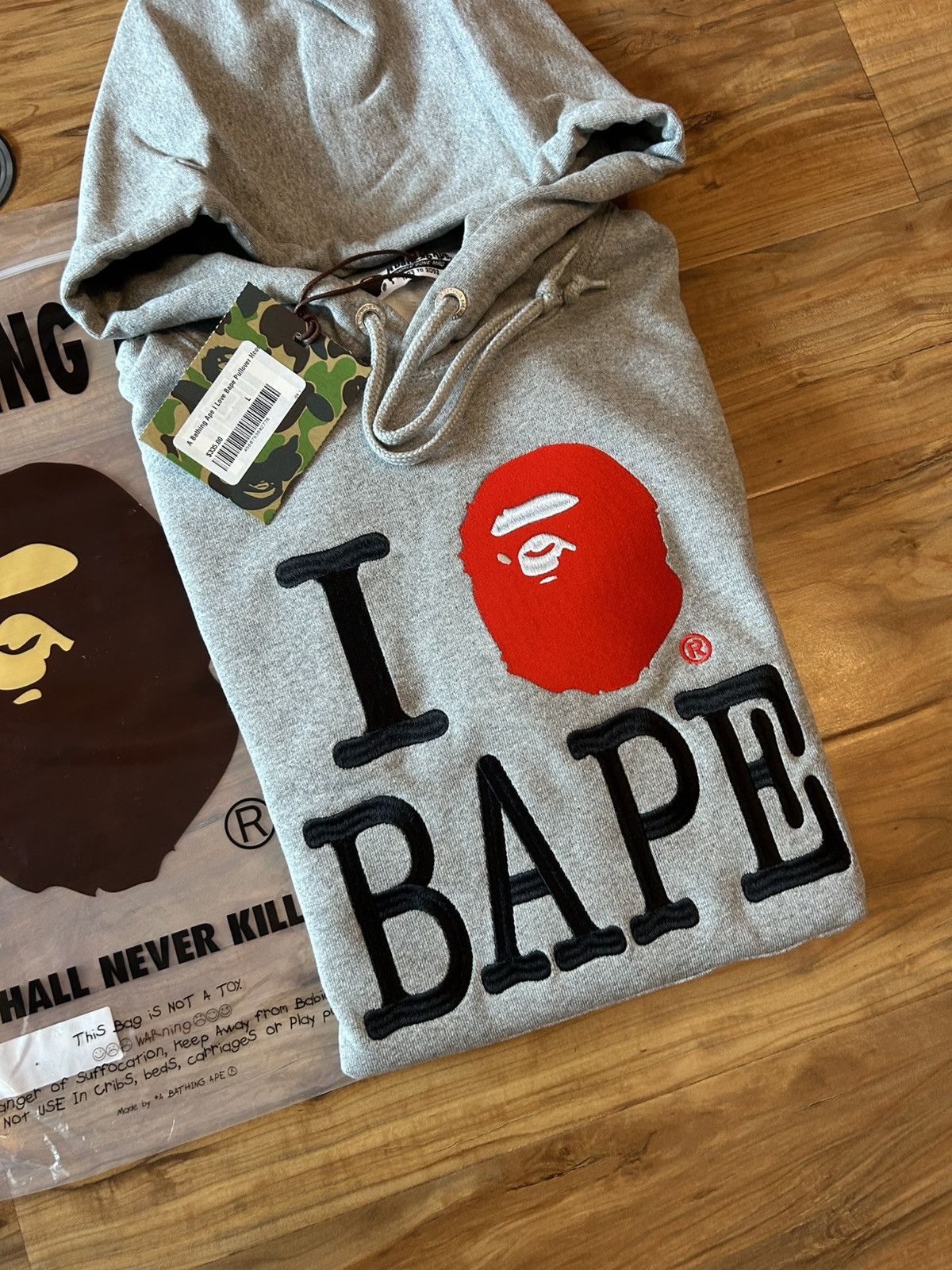 Bape NEW Bape I Love Bape Logo Pullover Hoodie Size US L / EU 52-54 / 3 - 2 Thumbnail