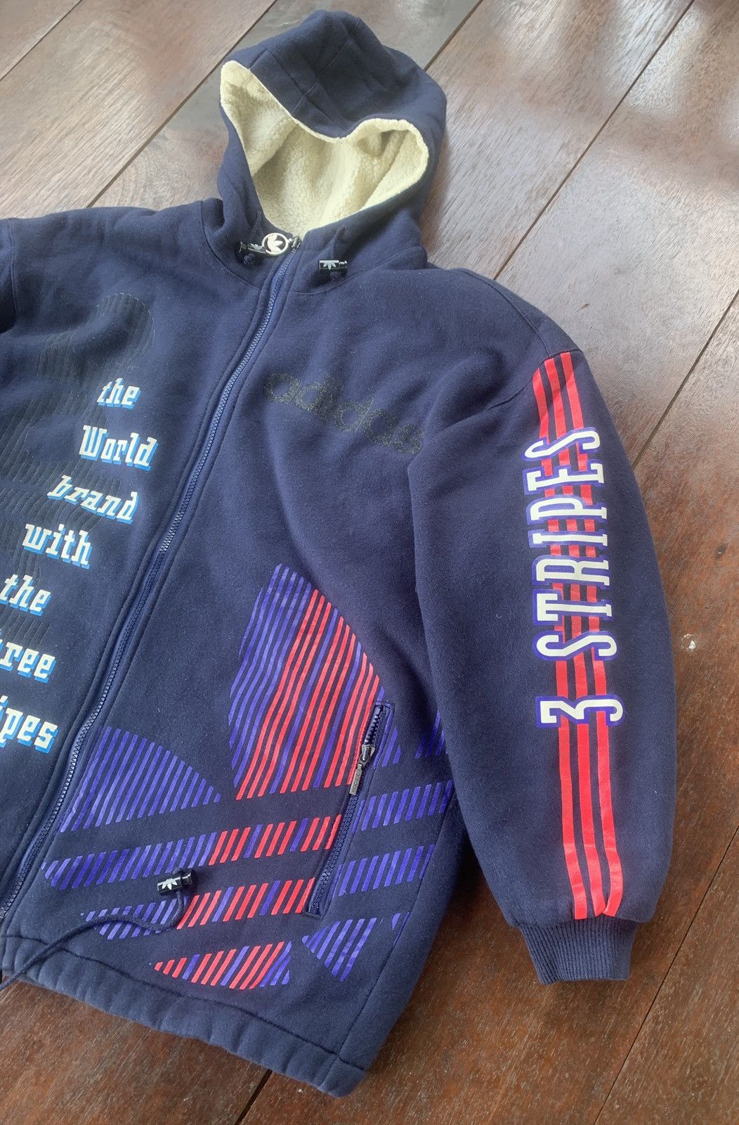 Adidas × Descente × Vintage Vintage Baggy Adidas descente Japan sherpa lined hoodie Size US M / EU 48-50 / 2 - 3 Thumbnail