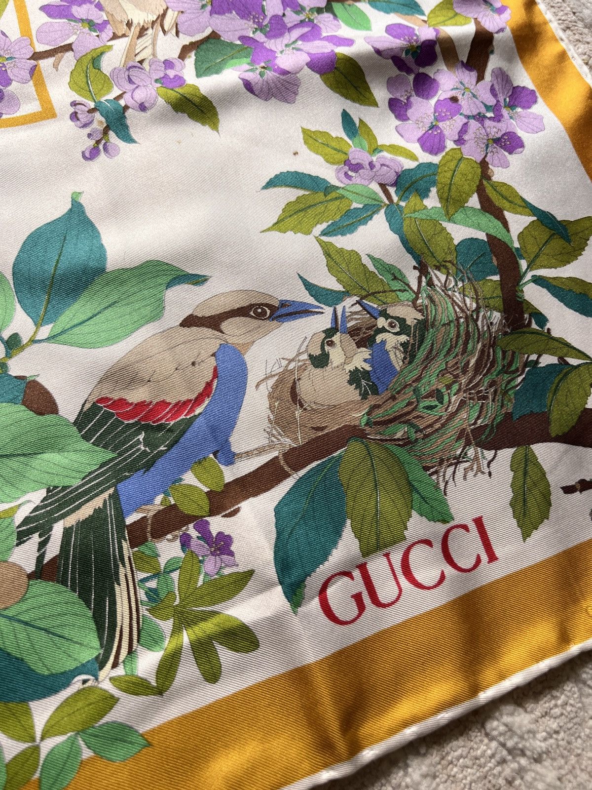 Gucci Gucci Floral Whimsical Printed Silk Scarve Size ONE SIZE - 6 Thumbnail