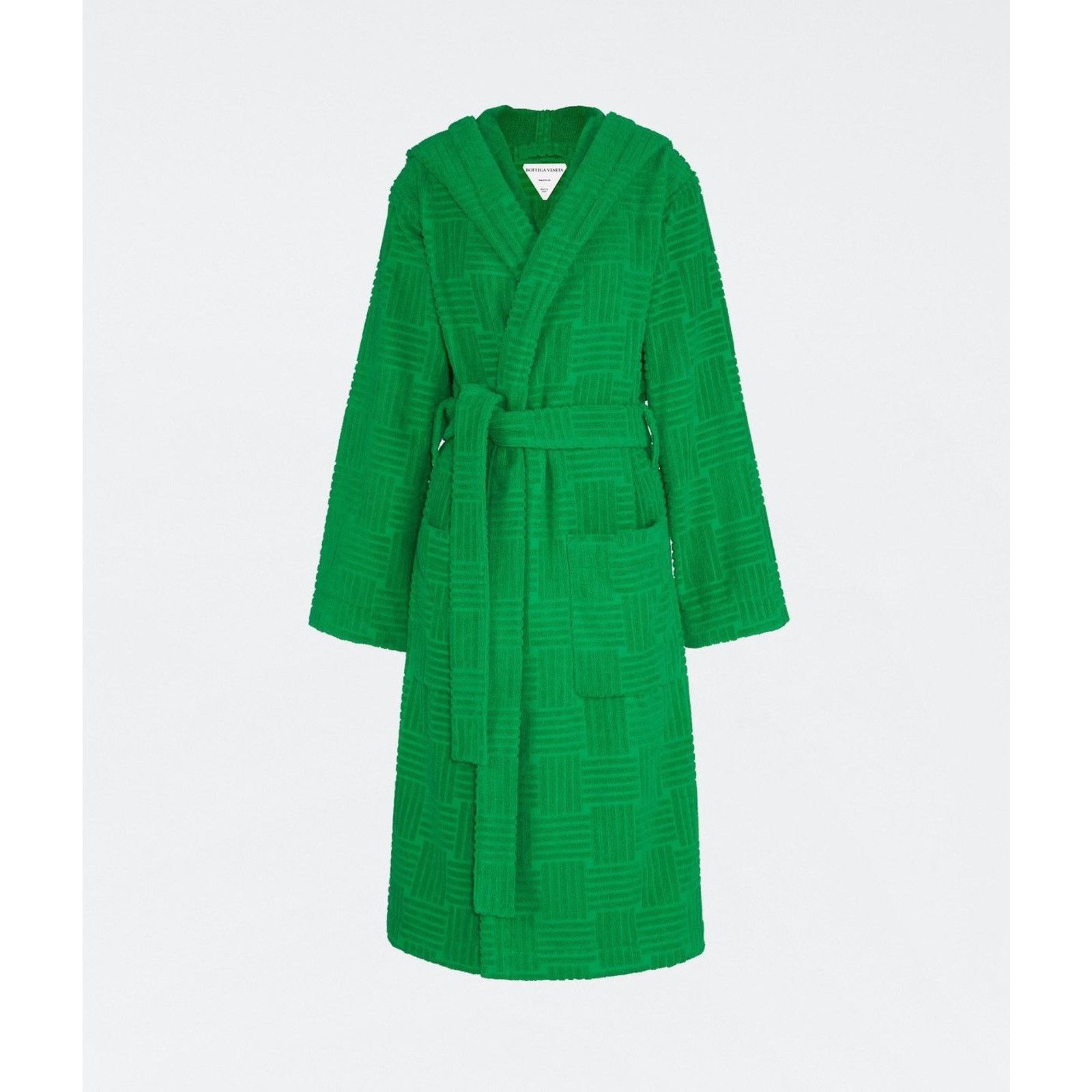 Bottega Veneta $750 Grass Green Intreccio Pattern Cotton Bathrobe Size ONE SIZE - 1 Thumbnail