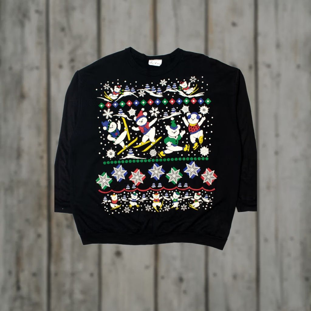 Vintage VINTAGE Ugly Christmas Sweatshirt Skiing & Skating Snow Bears 3X-Large Tee Dees Mens Size XXL / US 16-18 / IT 52-54 - 1 Thumbnail