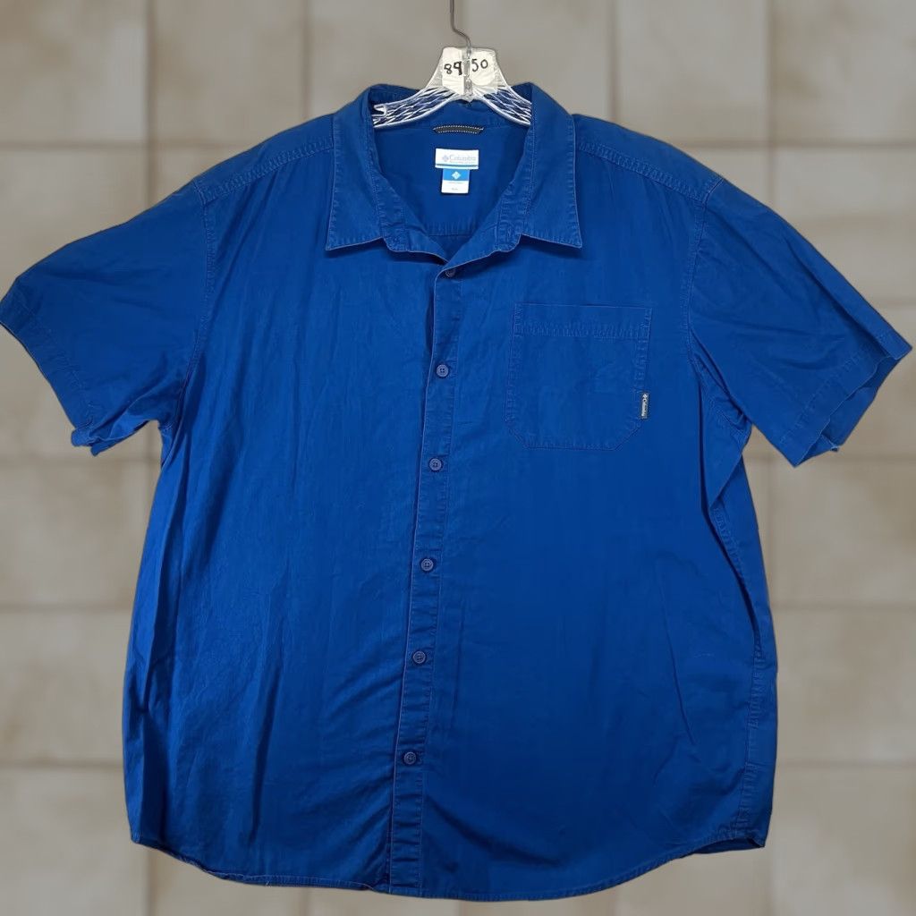 Vintage Columbia Mens 2XL Blue Lightweight Cotton Button-Up Shirt with Pockets - Casual Outdoor Fashion Size US XXL / EU 58 / 5 - 1 Thumbnail