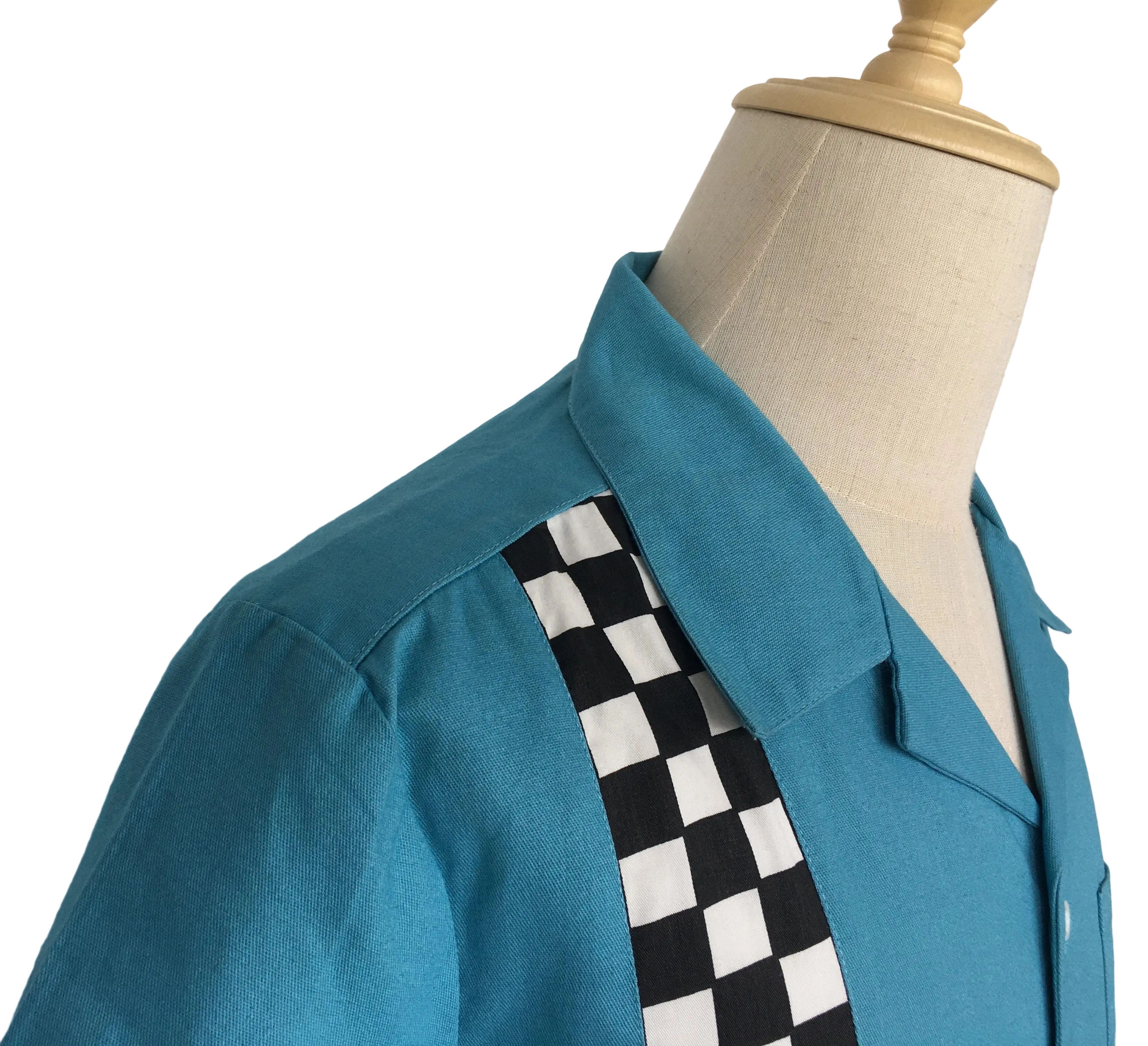 Other Mosaic Panel,Bowling Shirts,Retro Style,Men Shirts Blue Size US XXL / EU 58 / 5 - 6 Thumbnail