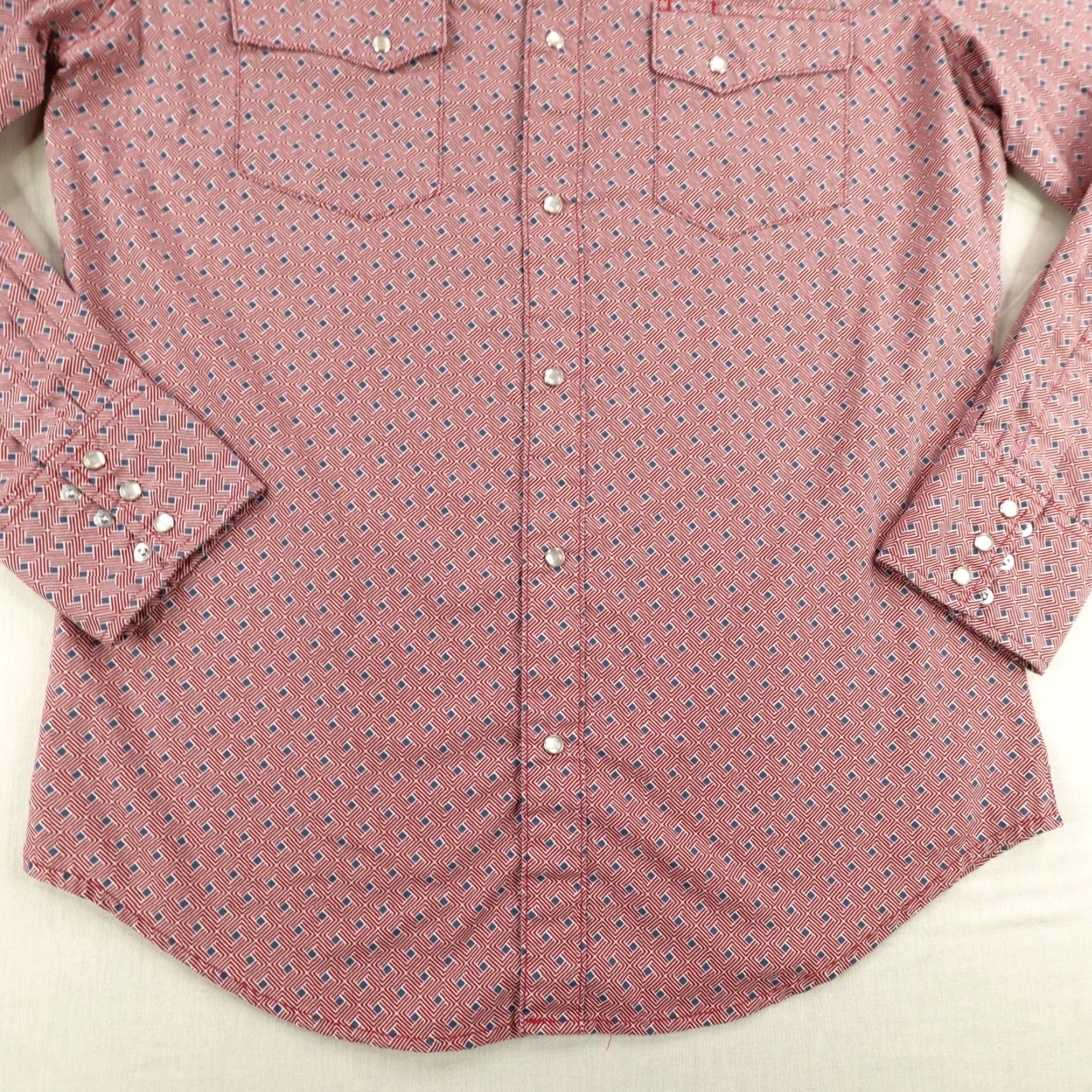 Wrangler Wrangler Shirt Men Medium Red Western Pearl Snap Geometric Rodeo Cowboy Western Size US M / EU 48-50 / 2 - 4 Thumbnail