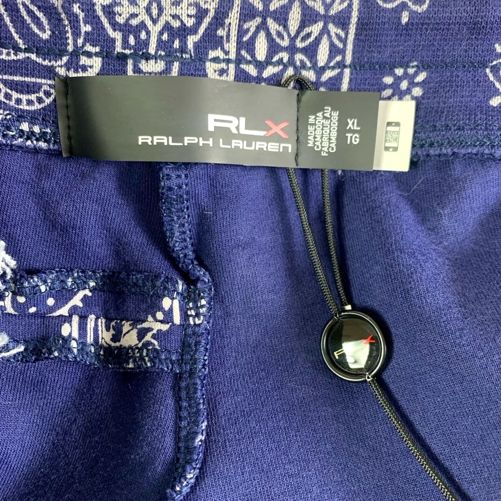Ralph Lauren RLX Ralph Lauren Shorts Mens XL Blue Bandana Double Knit Golf Drawstring Pockets Activewear Casual Size US 31 - 6 Thumbnail
