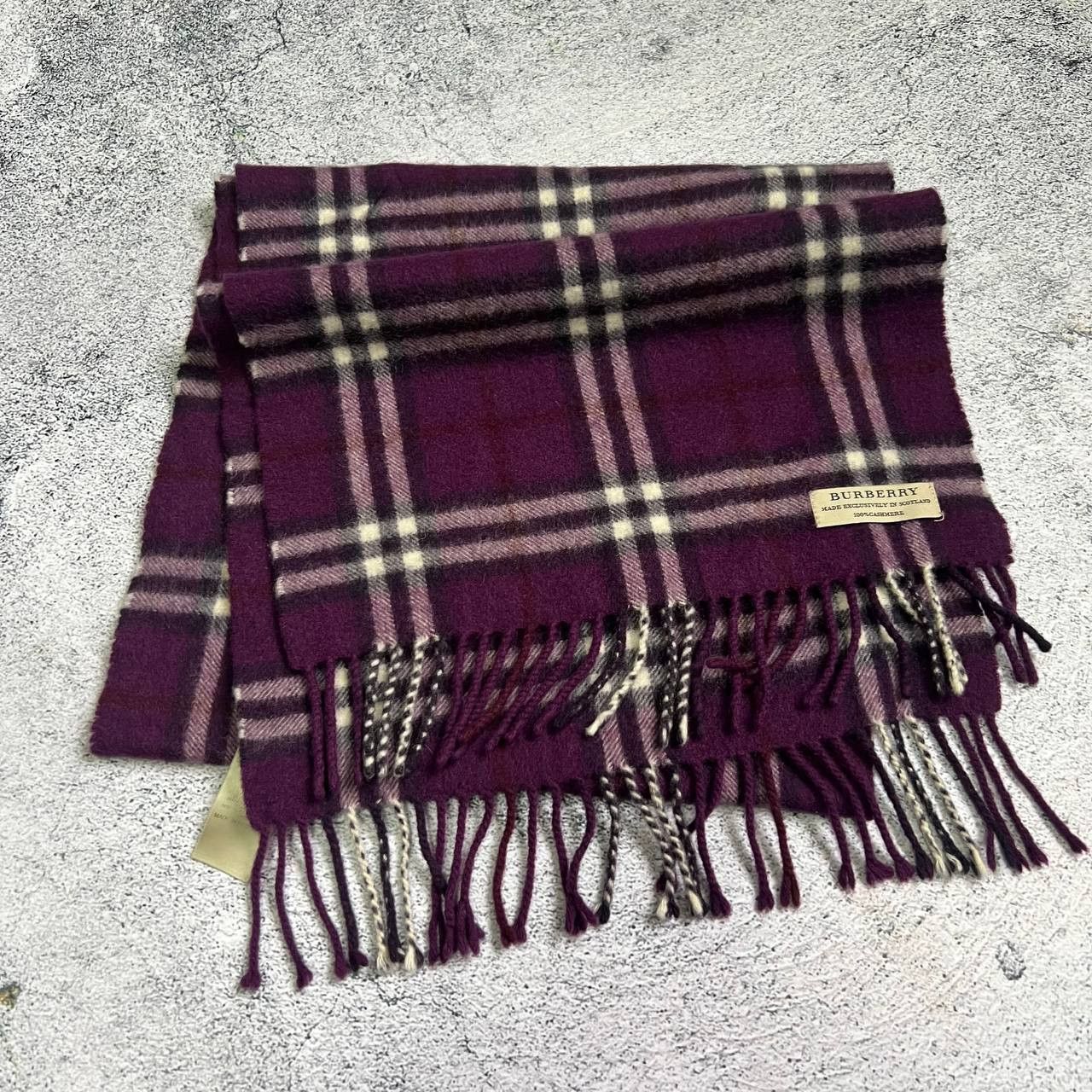 Burberry Burberry 100% Cashmere Scarf – Purple Size ONE SIZE - 1 Thumbnail