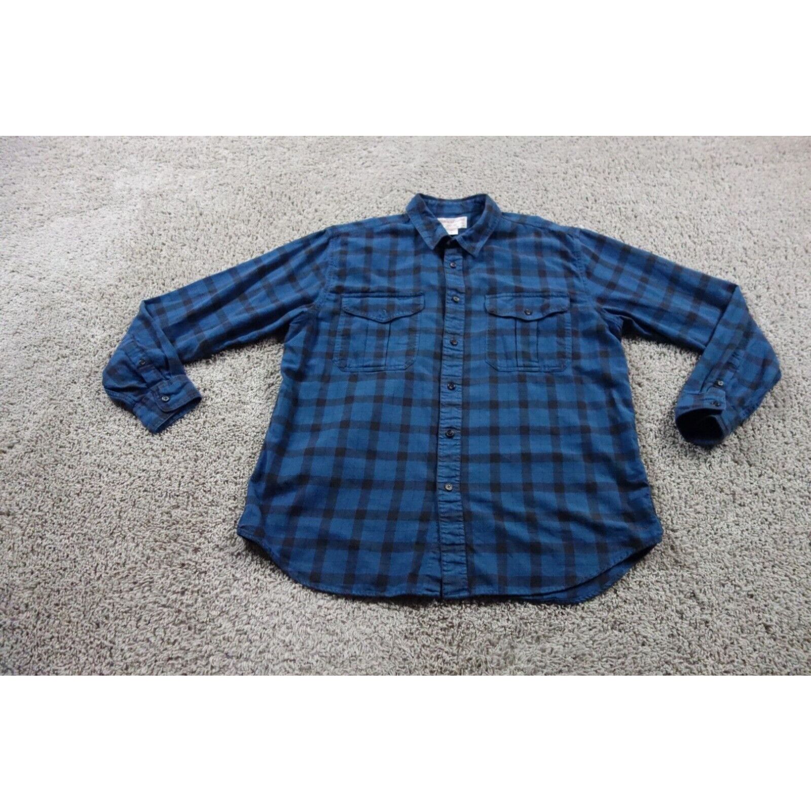 Image of Cc Filson Shirt Mens XL Blue Button Up Flannel Pockets Plaid Long Sleeve in White