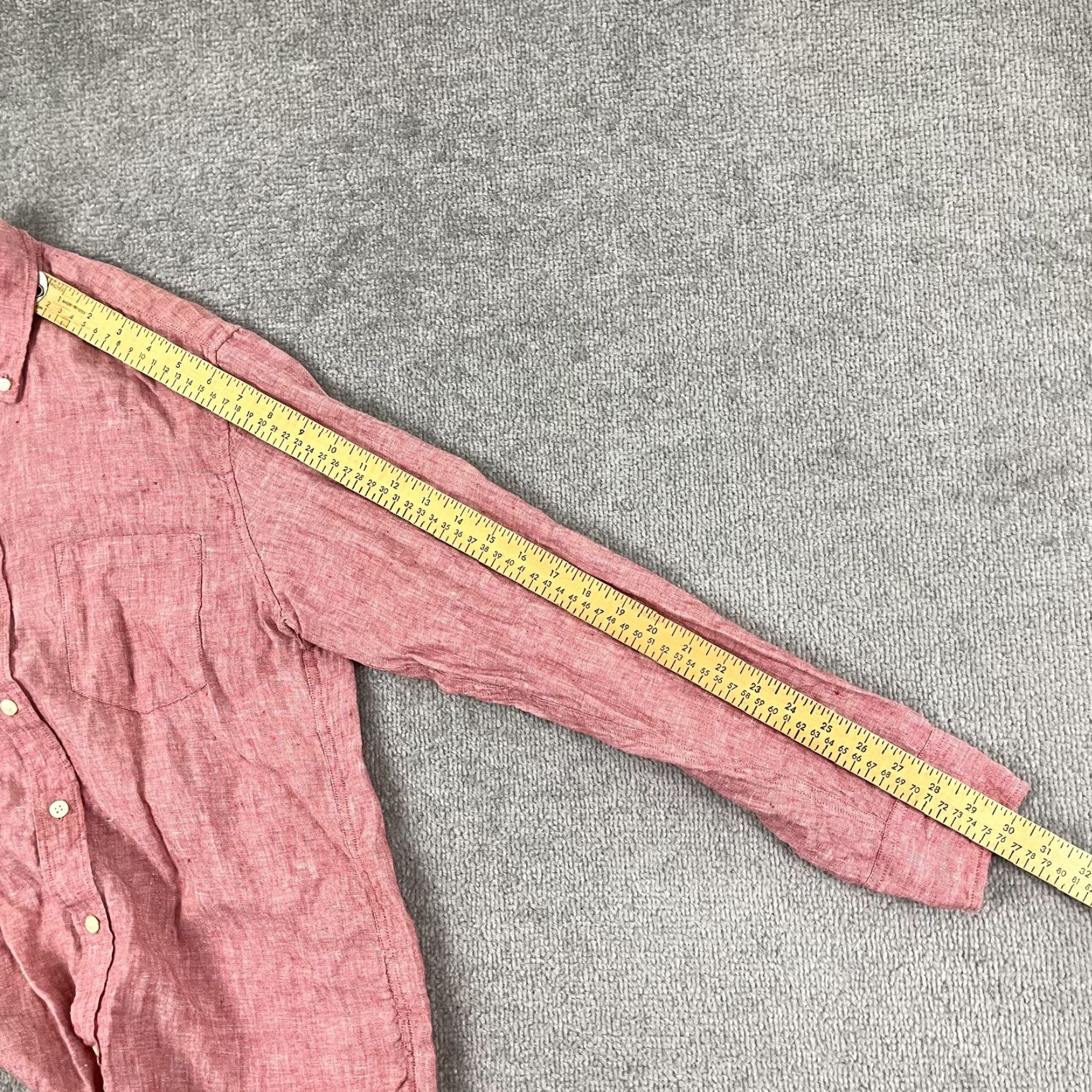 J.Crew J. CREW Shirt Men Small Slim Fit Button-Down Long Sleeve Preppy Summer Old Money Red Linen Button-Up Solid Casual, Workwear Mens S Size US S / EU 44-46 / 1 - 7 Thumbnail