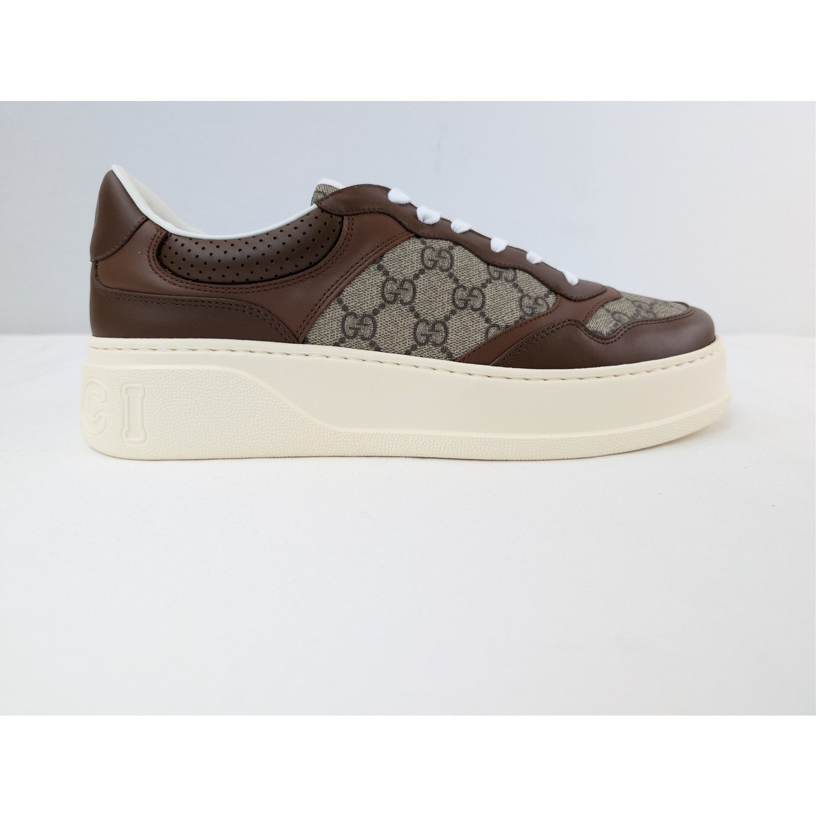 Gucci o1rshd1 GG Supreme leather-trimmed chunky sneakers in Brown Size US 12.5 / EU 45-46 - 4 Thumbnail