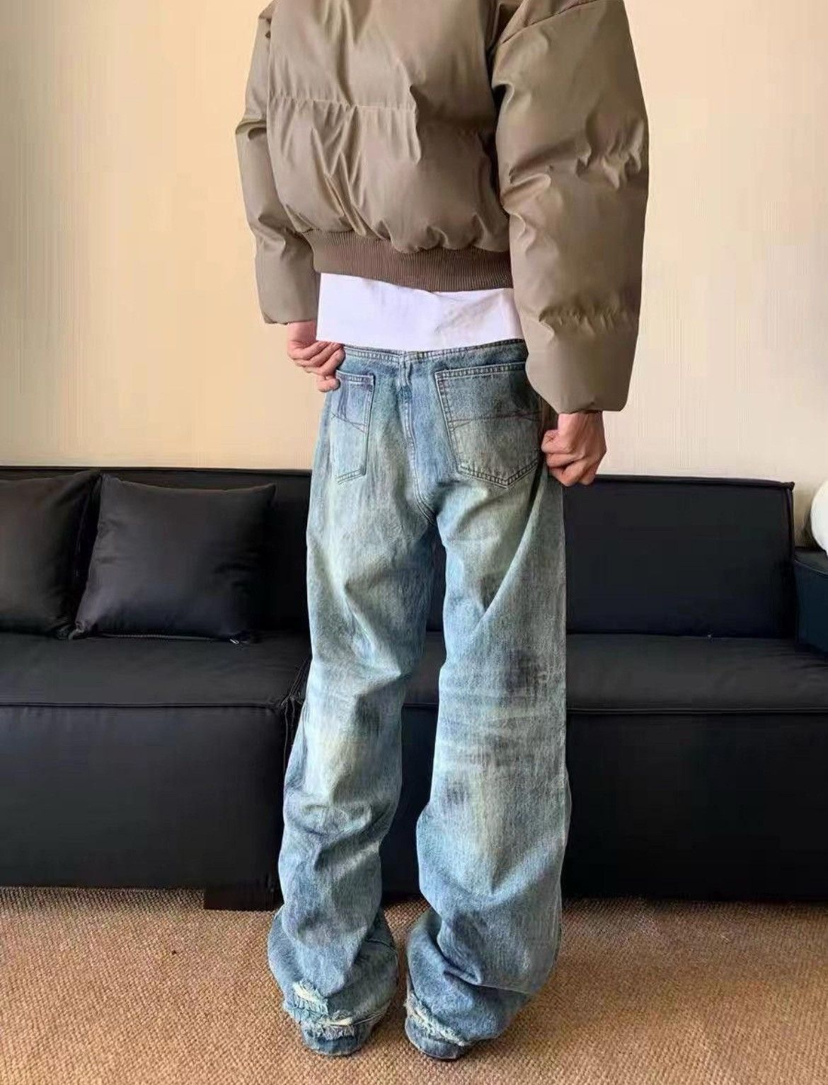 Jean Painted Baggy Washed Denim Jeans Size US 34 / EU 50 - 3 Thumbnail