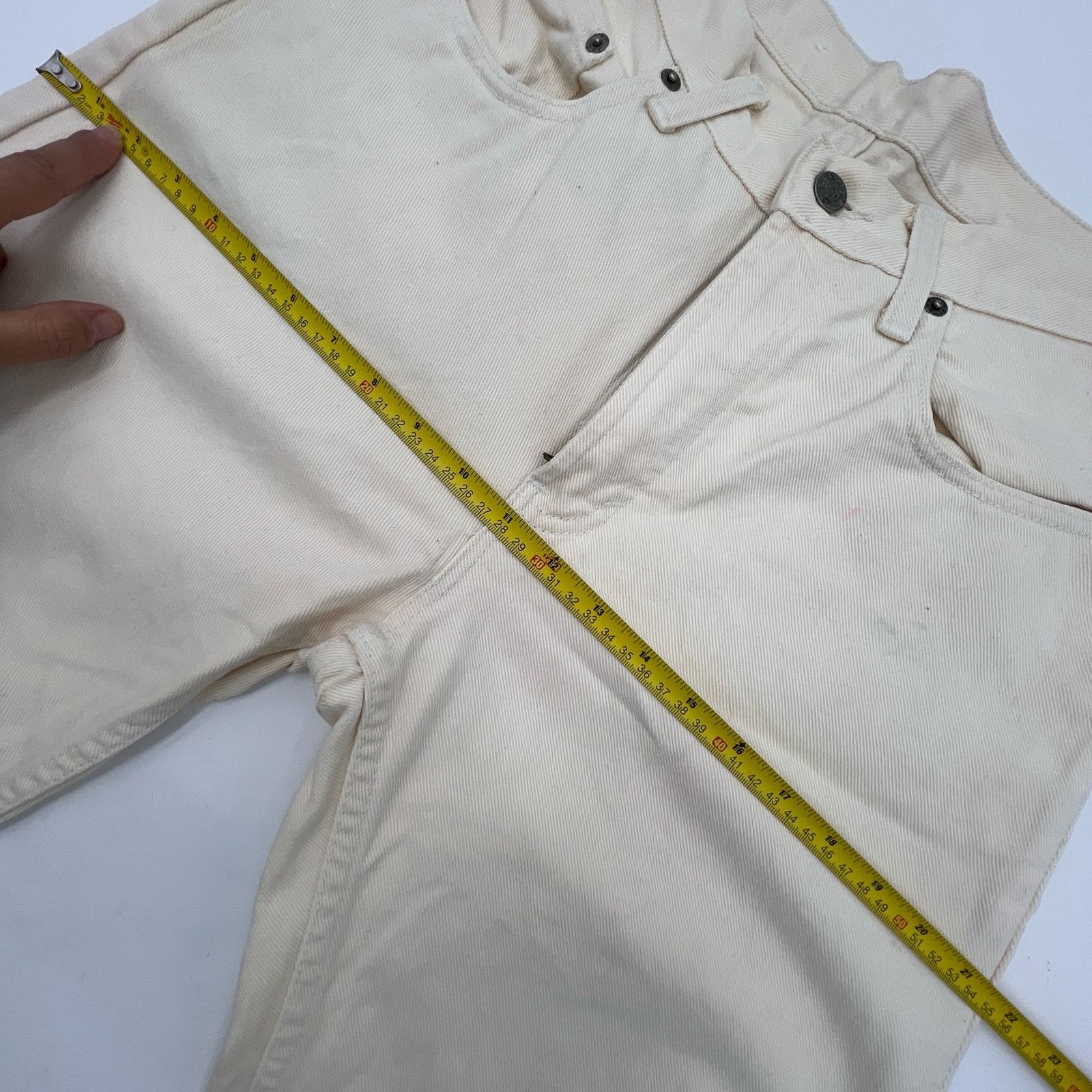 Gap × Vintage Vintage GAP Ivory Cotton Denim Jeans High Waisted Loose Fit Size 30" / US 8 / IT 44 - 6 Thumbnail