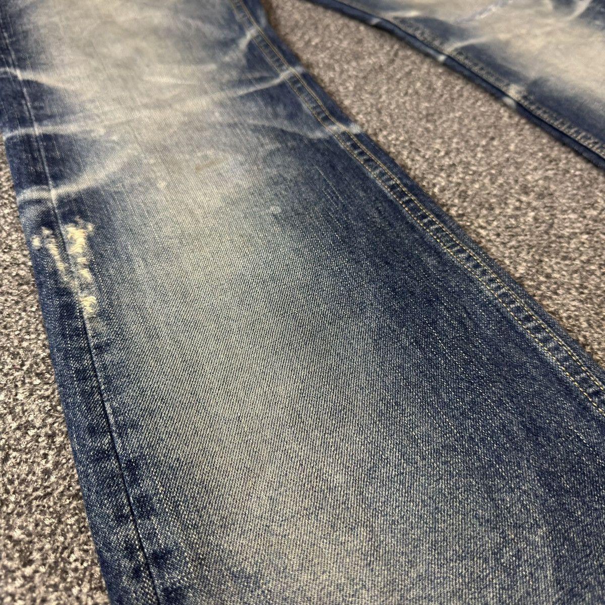 Tornado Mart Flared 🔥🇯🇵 Vintage 90s Diggity Distressed Whisker Jeans Denim Size US 32 / EU 48 - 8 Thumbnail