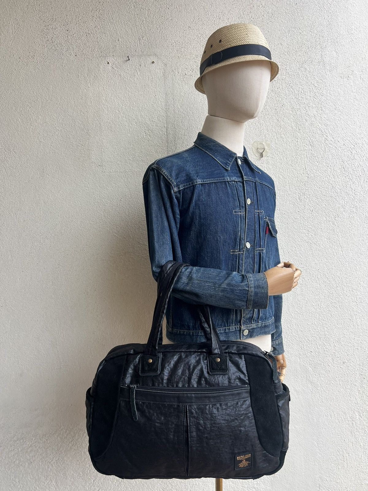 Leather Vintage Masterpiece Japan Suede Leather Wax Nylon Boston Bag Size ONE SIZE - 3 Thumbnail