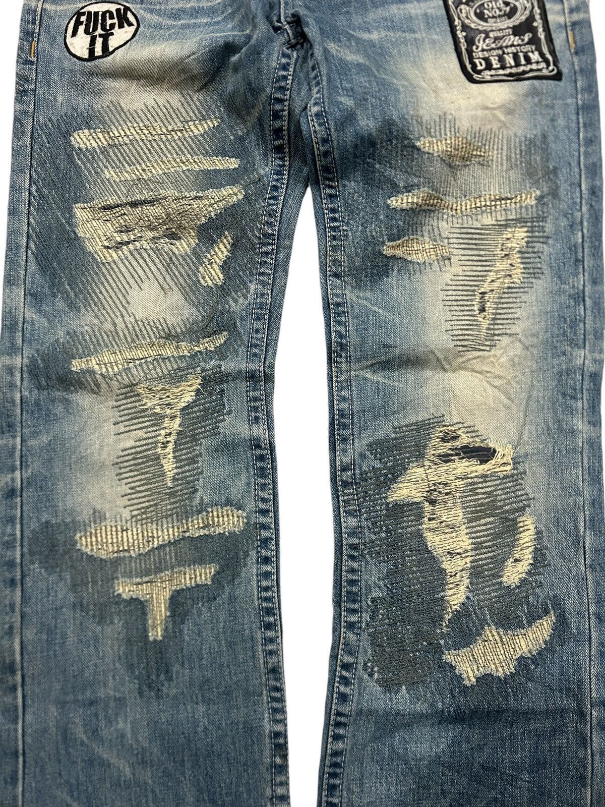 Japanese Brand Vintage Red Pepper Grunge Patchwork Distressed Trashed Jeans Size US 31 - 3 Thumbnail
