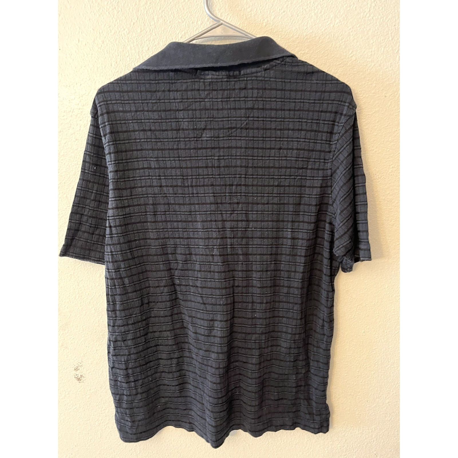 Perry Ellis Perry Ellis Polo Shirt Men’s M Black Striped Short Sleeve Cotton Rayon Blend Golf Casual Polo Shirt 27 in Classic Regular Mens Size US M / EU 48-50 / 2 - 2 Thumbnail