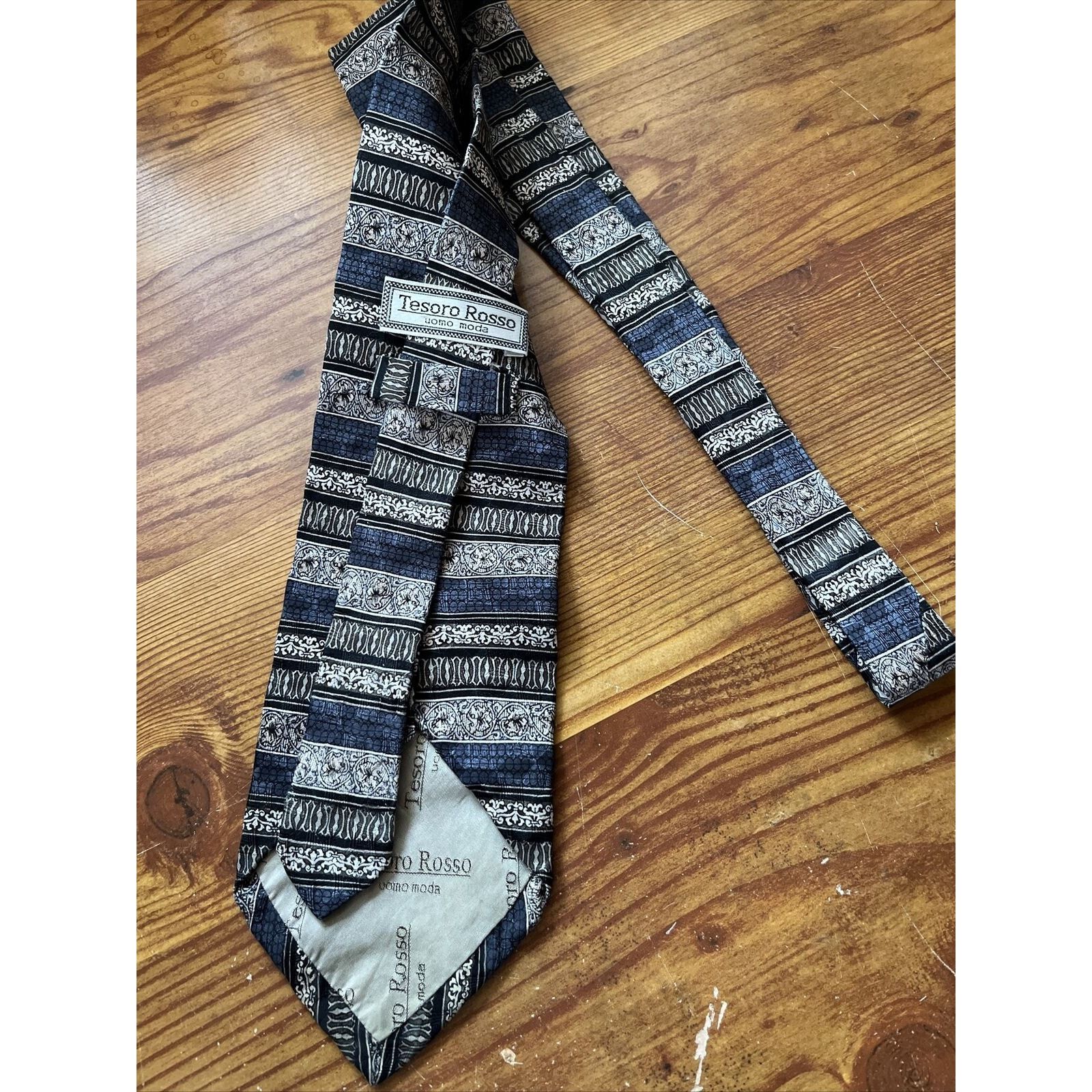 Other TESORO ROSSO Uomo Moda - Men's silver blue Silk Neck Tie Size ONE SIZE - 3 Thumbnail