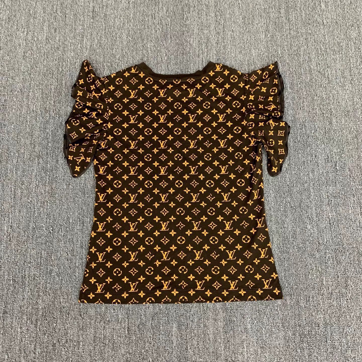 Louis Vuitton LV Monogram Brown Ruffled Short Sleeve Women's XS Size XS / US 0-2 / IT 36-38 - 2 Thumbnail