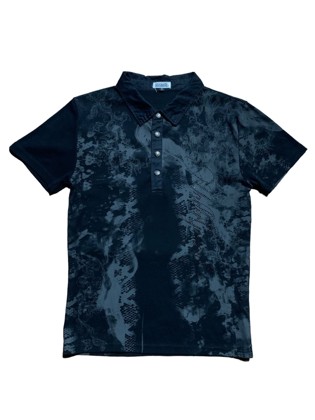 image of If Six Was Nine x In The Attic Gothic Snake Skin Print Poem Punk Vintage Polos in Black (Size Mediu