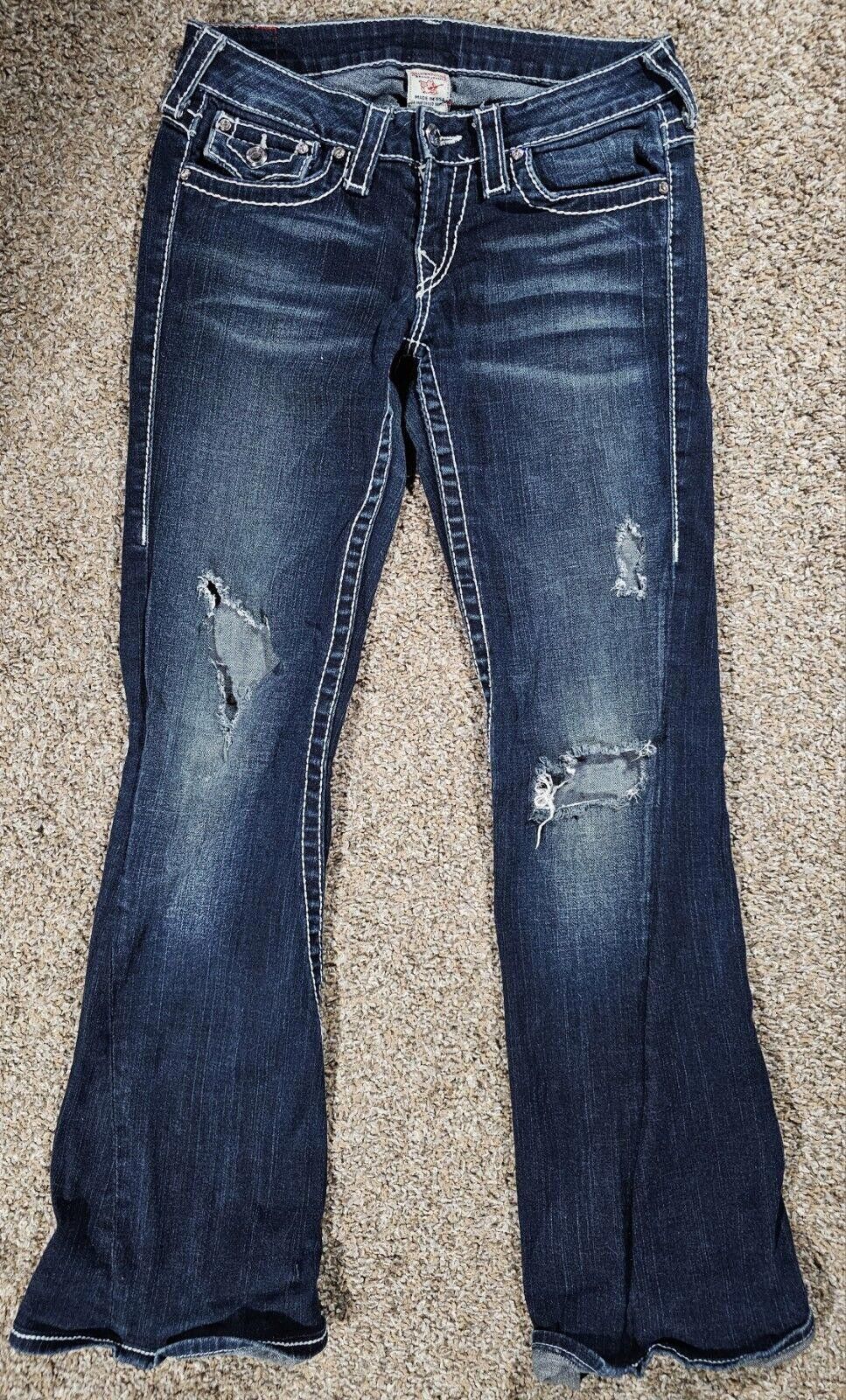 True Religion True Religion 27x30 Jeans Disco Joey Big T Flaps Flare Size 27" / US 4 / IT 40 - 1 Thumbnail