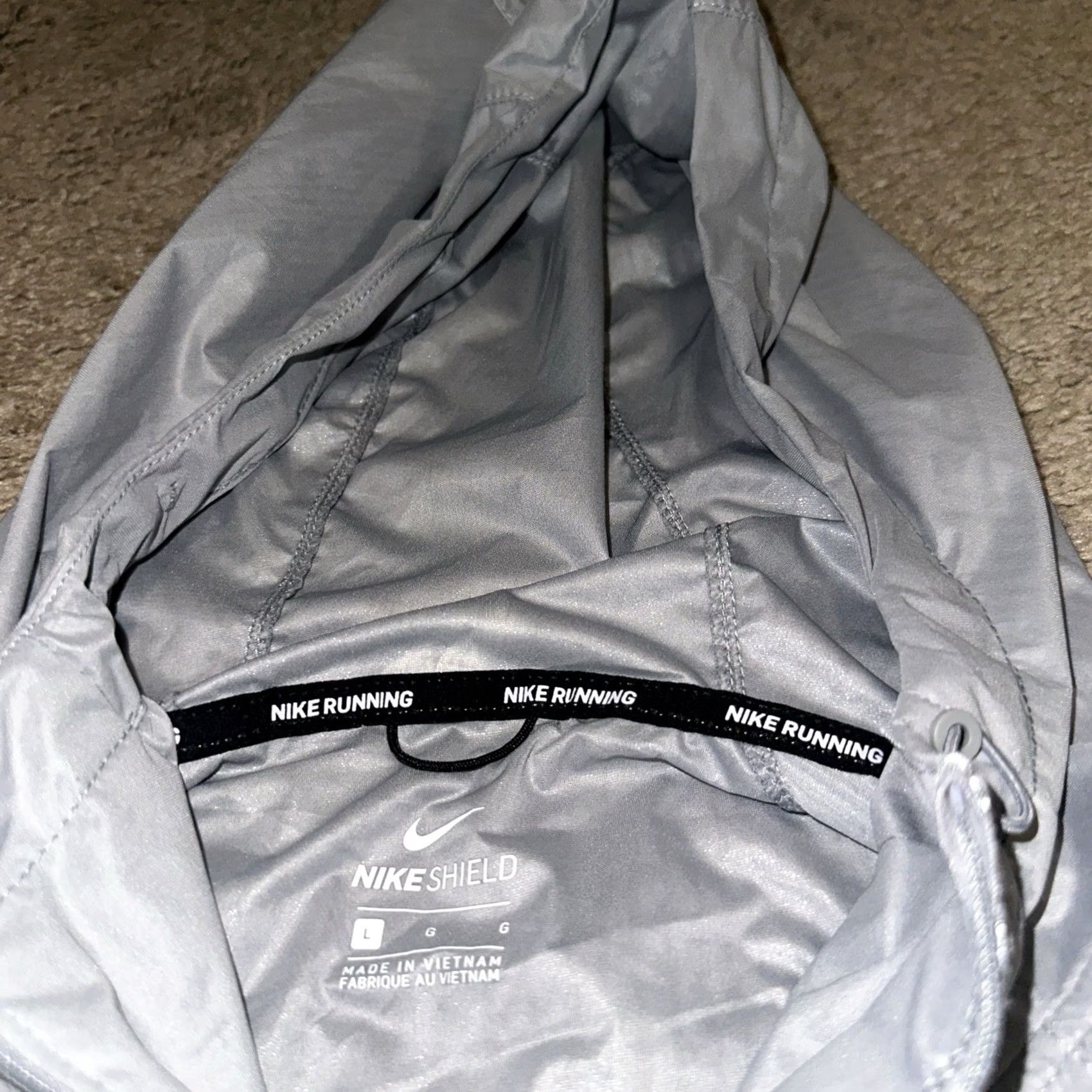 Nike Nike Shield Jacket Womens Large Gray Hooded Full Zip Running Windbreaker Size L / US 10 / IT 46 - 3 Thumbnail