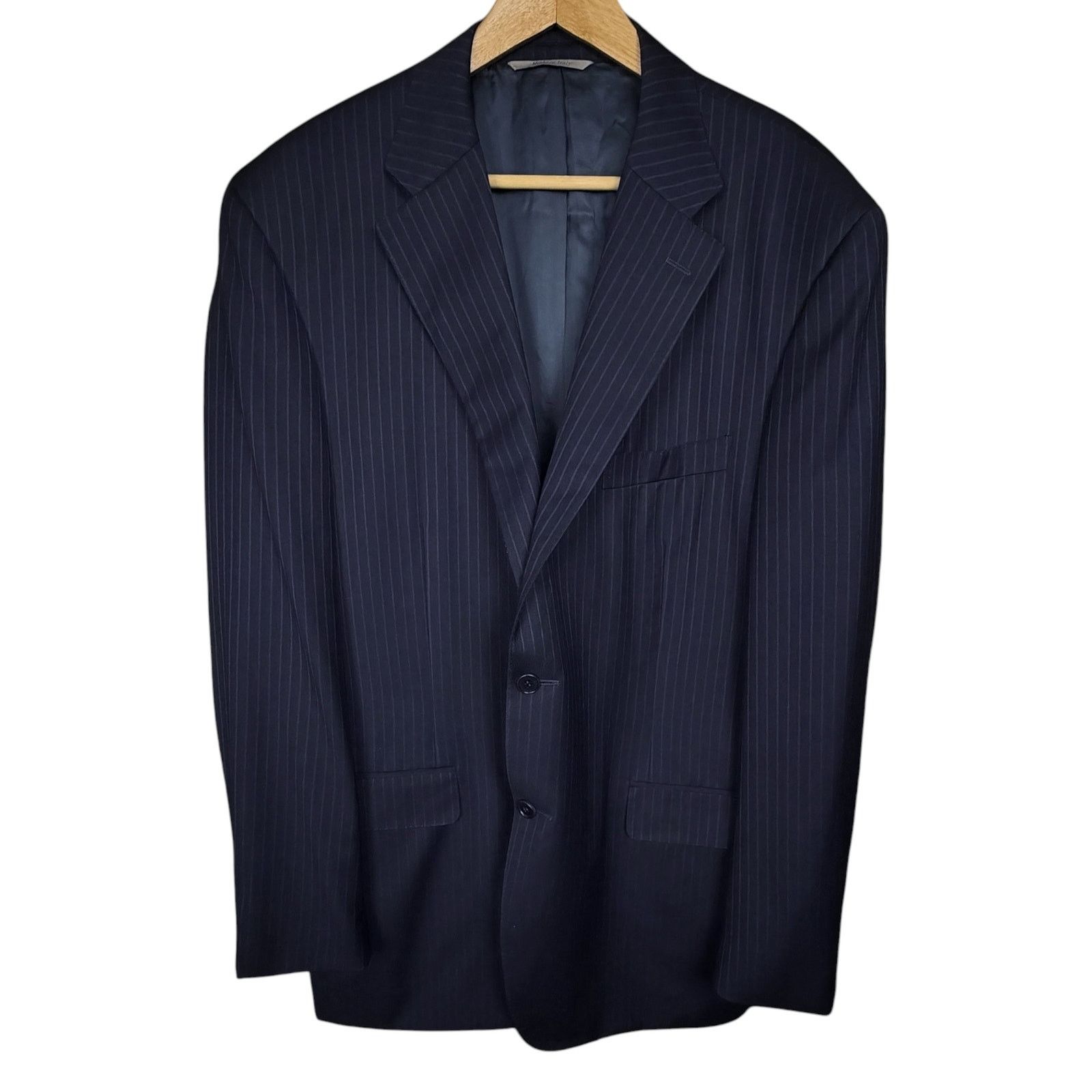 Canali Canali Blazer 48R Blue Pinstripe Water Resistant 100% Wool Size 48R - 1 Thumbnail