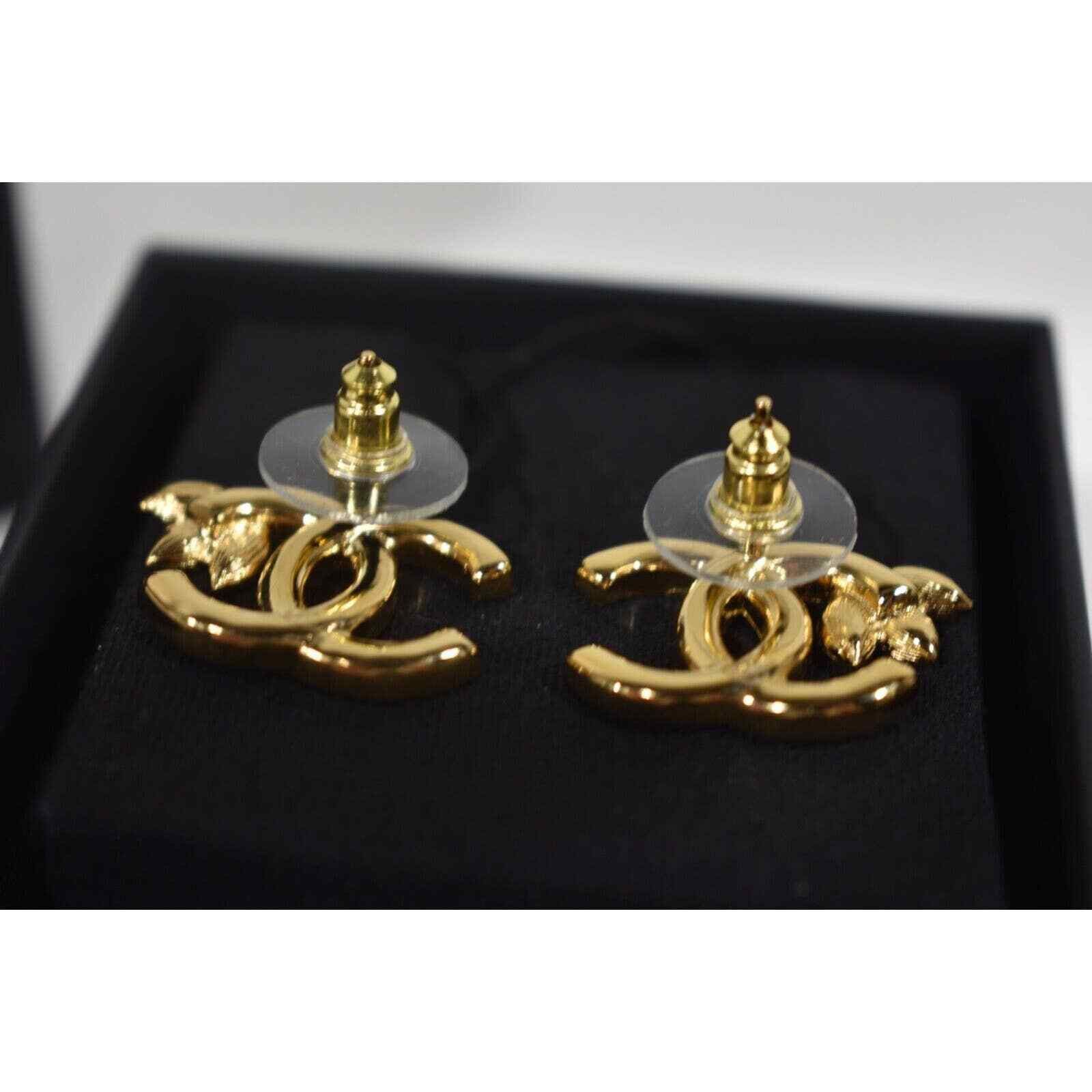 Chanel Chanel Gold And Crystal Statement Stud Classic Earrings Size ONE SIZE - 10 Thumbnail