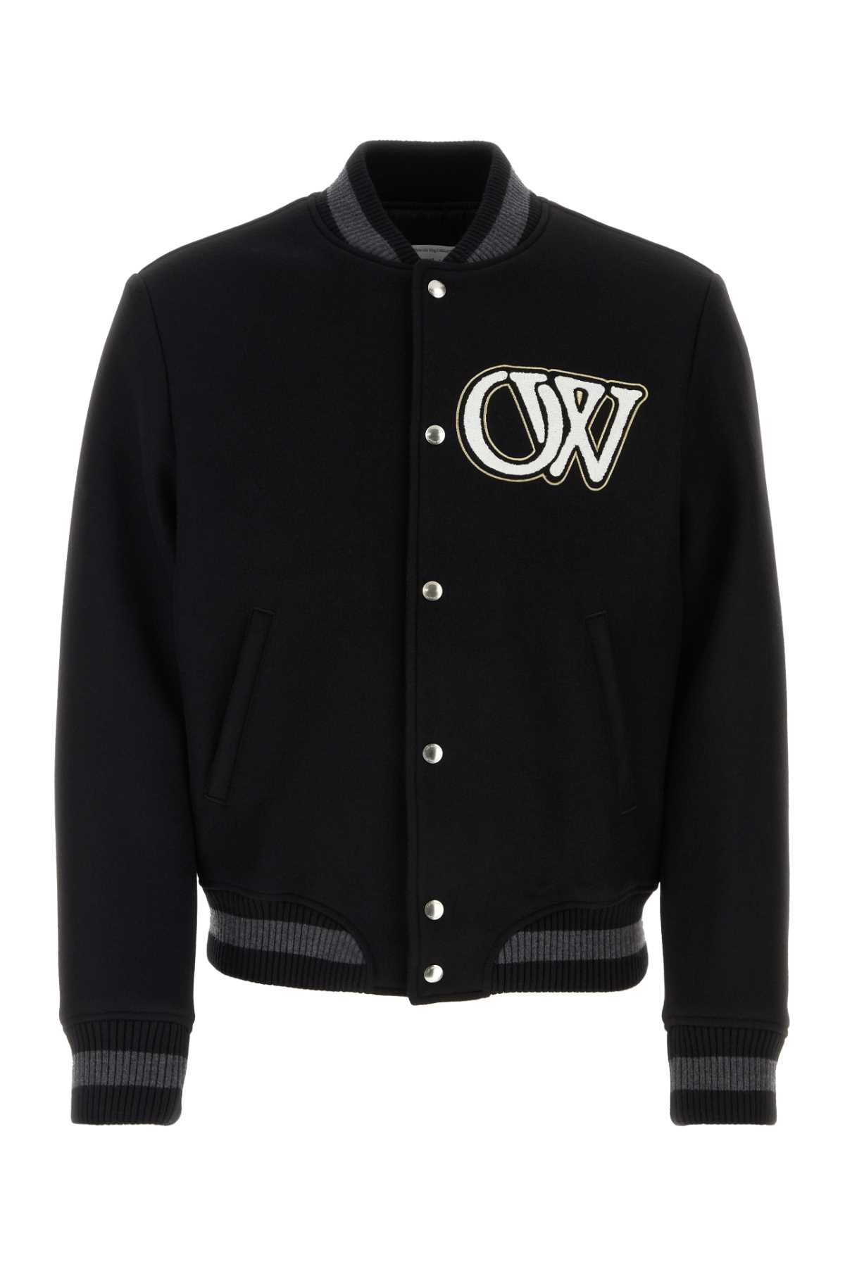 image of Off White Black Wool Blend Padded Bomber Jacket, Men's (Size XL)