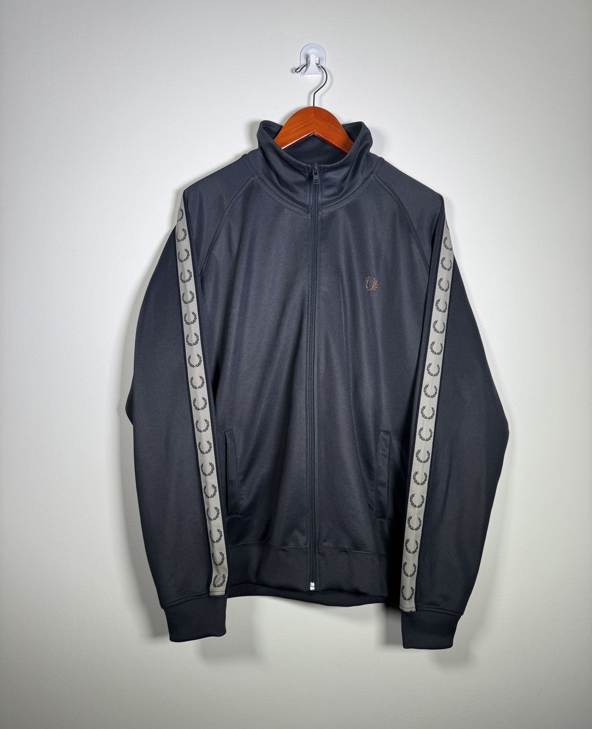Fred Perry Contrast Tape Track Jacket Anchor Gray /Black