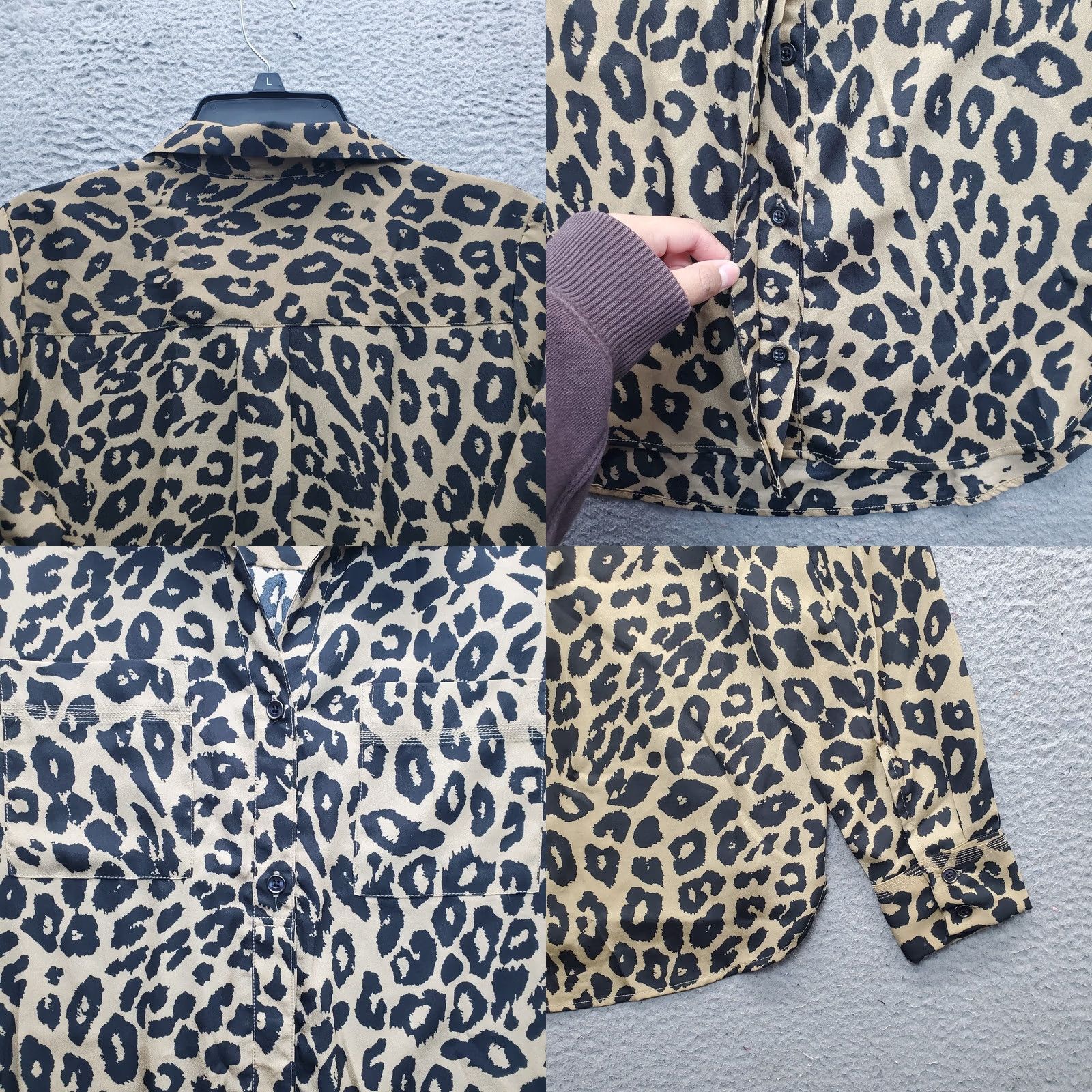 Isaac Mizrahi Isaac Mizrahi Womens Shirt M Multicolor Leopard Print Curved Hem Button Front Size M / US 6-8 / IT 42-44 - 8 Thumbnail