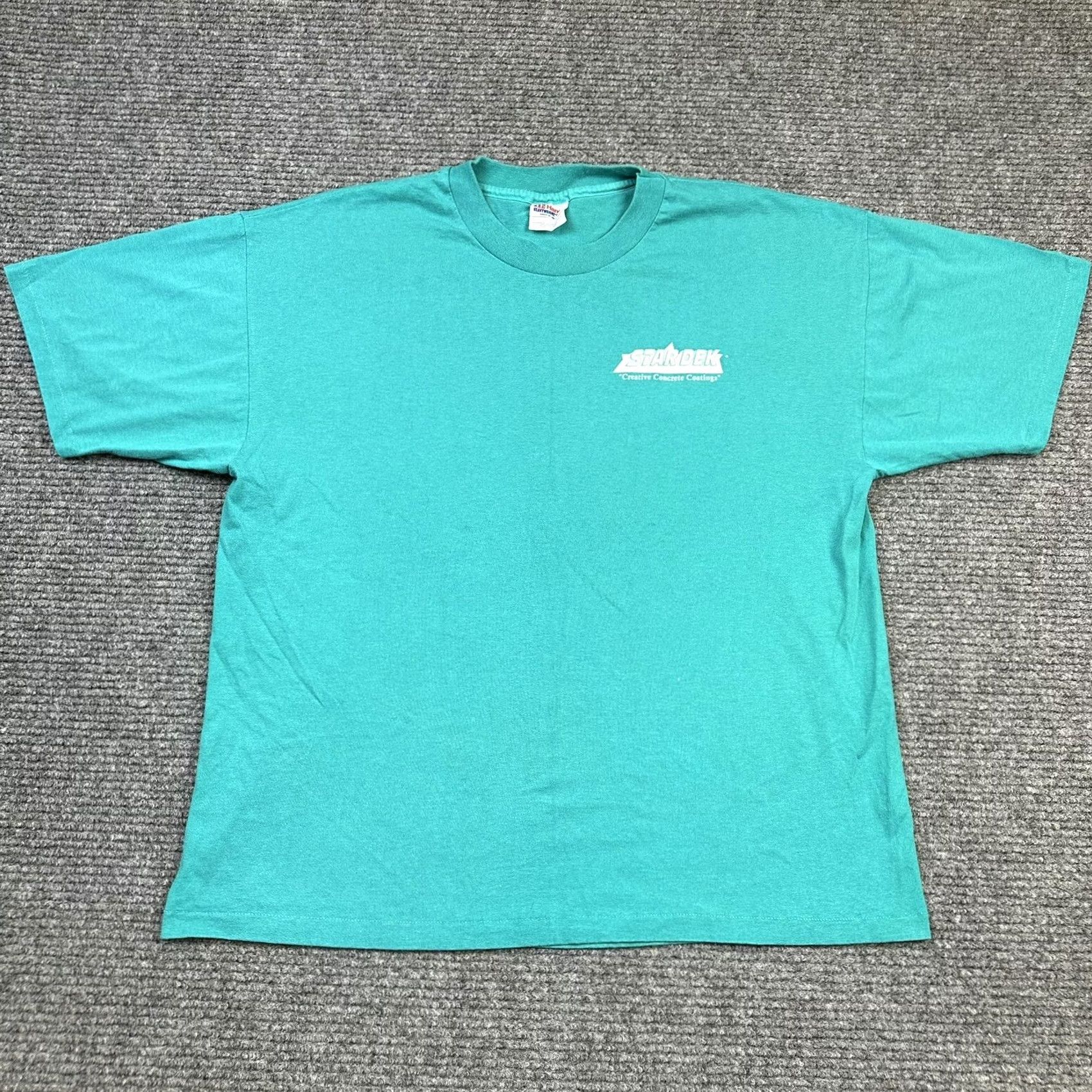 Hanes VINTAGE Stardek Concrete Coating Double Sided T Shirt Hanes 90s Adult XL Green Short Sleeve Crew Neck Men Size US XL / EU 56 / 4 - 3 Thumbnail