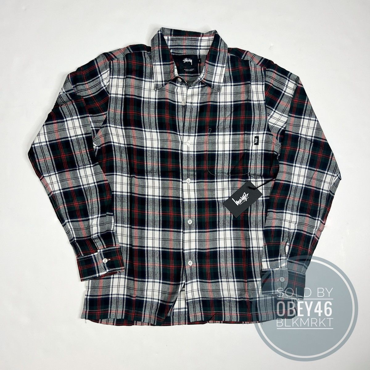 image of New Stussy Standard Plaid Flannel Shirt Button Up Size S, Men's