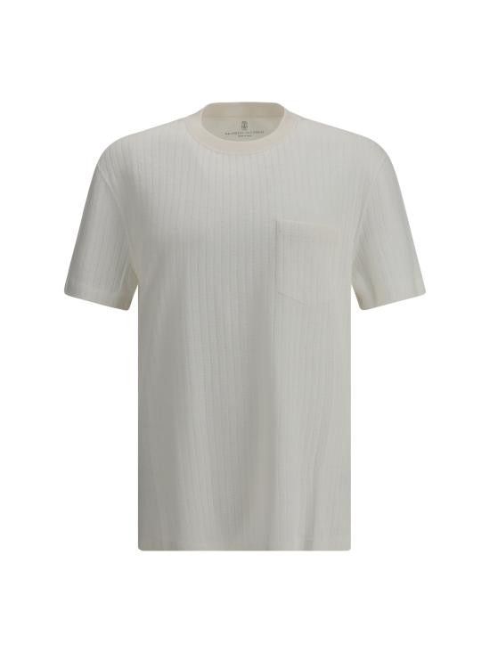 Brunello Cucinelli BRUNELLO CUCINELLI Men T-Shirts MW8651376 C001 WHITE Size US XXL / EU 58 / 5 - 1 Thumbnail