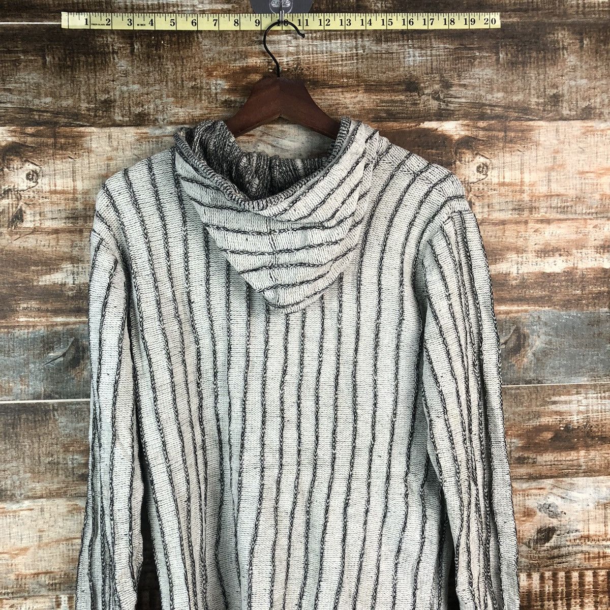 Homespun Knitwear DL Foravi White stripe sweater Hoodie Knitwear #C497 Size US M / EU 48-50 / 2 - 13 Thumbnail