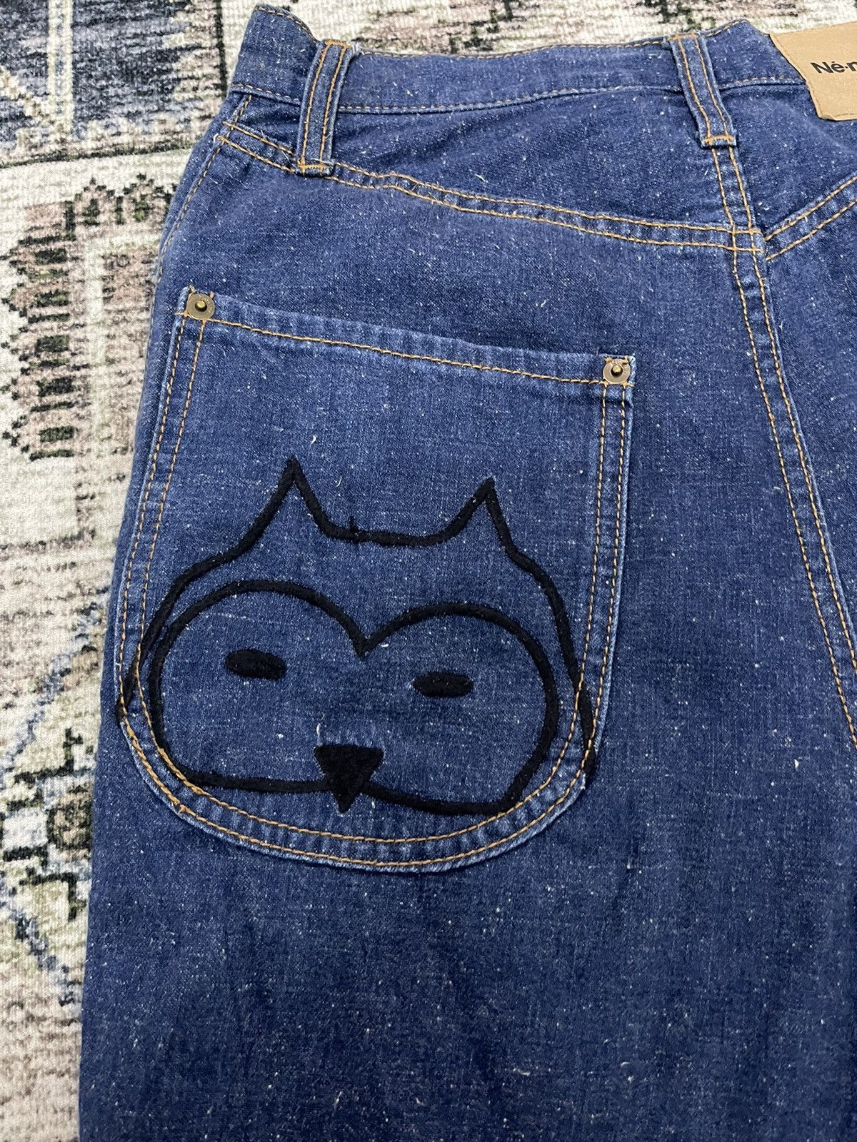 Issey Miyake × Japanese Brand × Ne-Net VINTAGE NE-NET BIG LOGO PATERN DARK BLUE PANTS VERY RARE Size US 28 / EU 44 - 3 Thumbnail