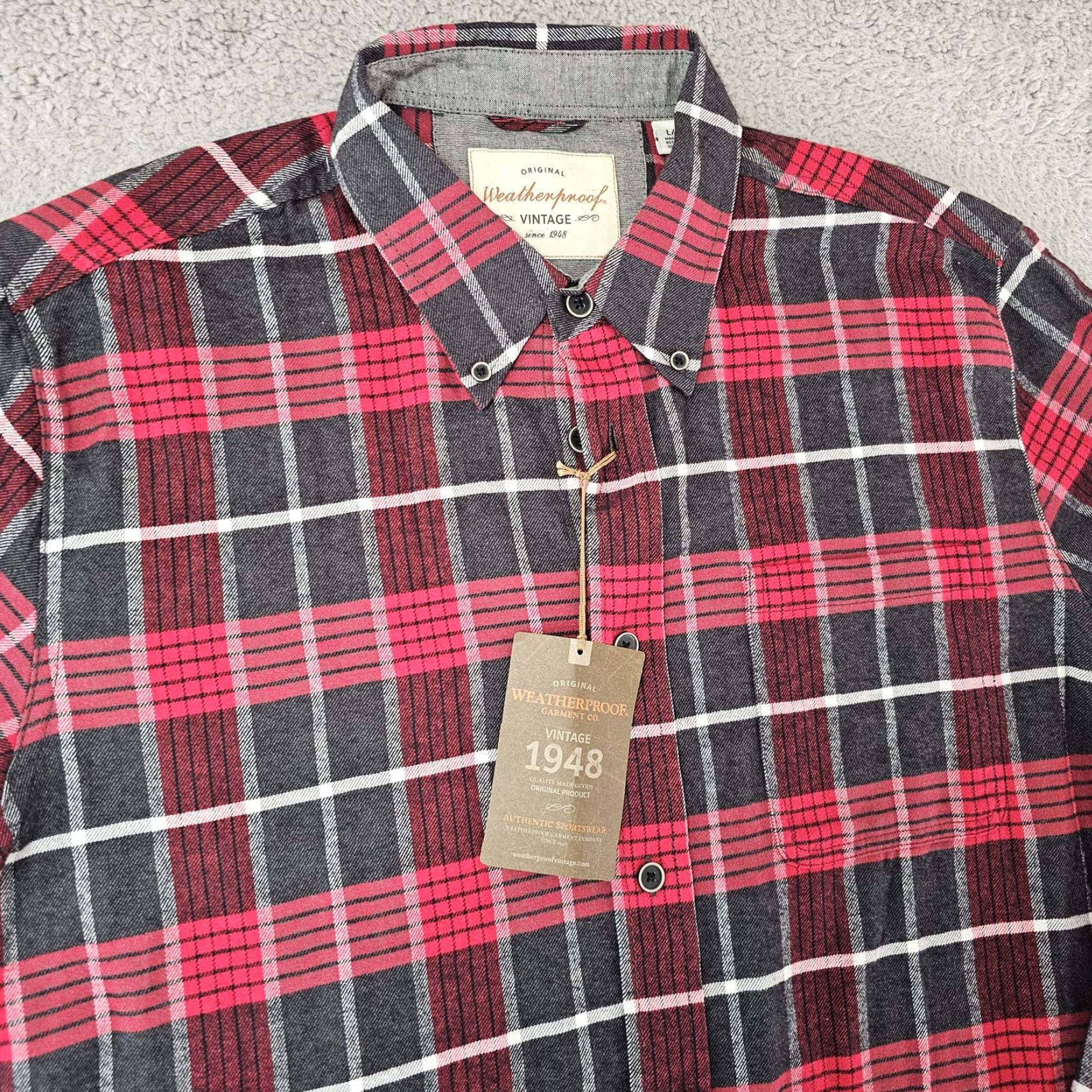 Weatherproof Weatherproof Shirt Mens L Red Black Gray Plaid Flannel Button-Down Weatherproof Vintage Shirt Mens Large Red Black Gray Plaid Flannel Button Down Size US L / EU 52-54 / 3 - 2 Thumbnail