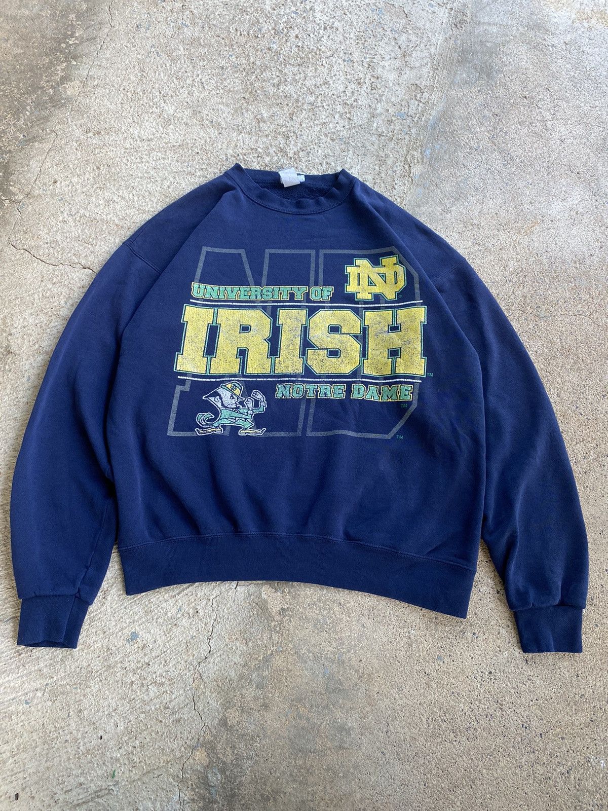 Japanese Brand × Vintage Vintage 90’s Notre Dame Fighting Irish Faded Sweatshirt Size US L / EU 52-54 / 3 - 1 Thumbnail
