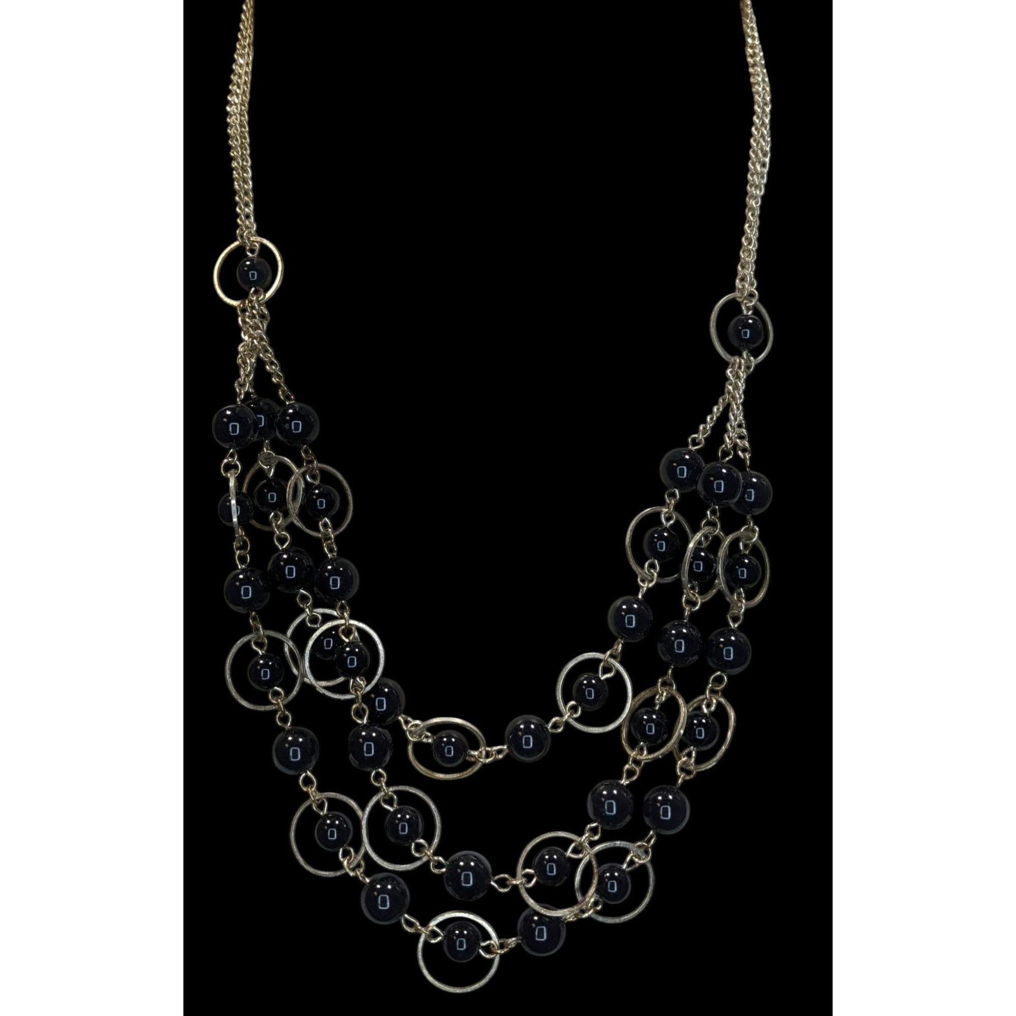 Other Geometric Goth Layered Black Bead & Silver-Tone Circle Neckl Size ONE SIZE - 4 Thumbnail