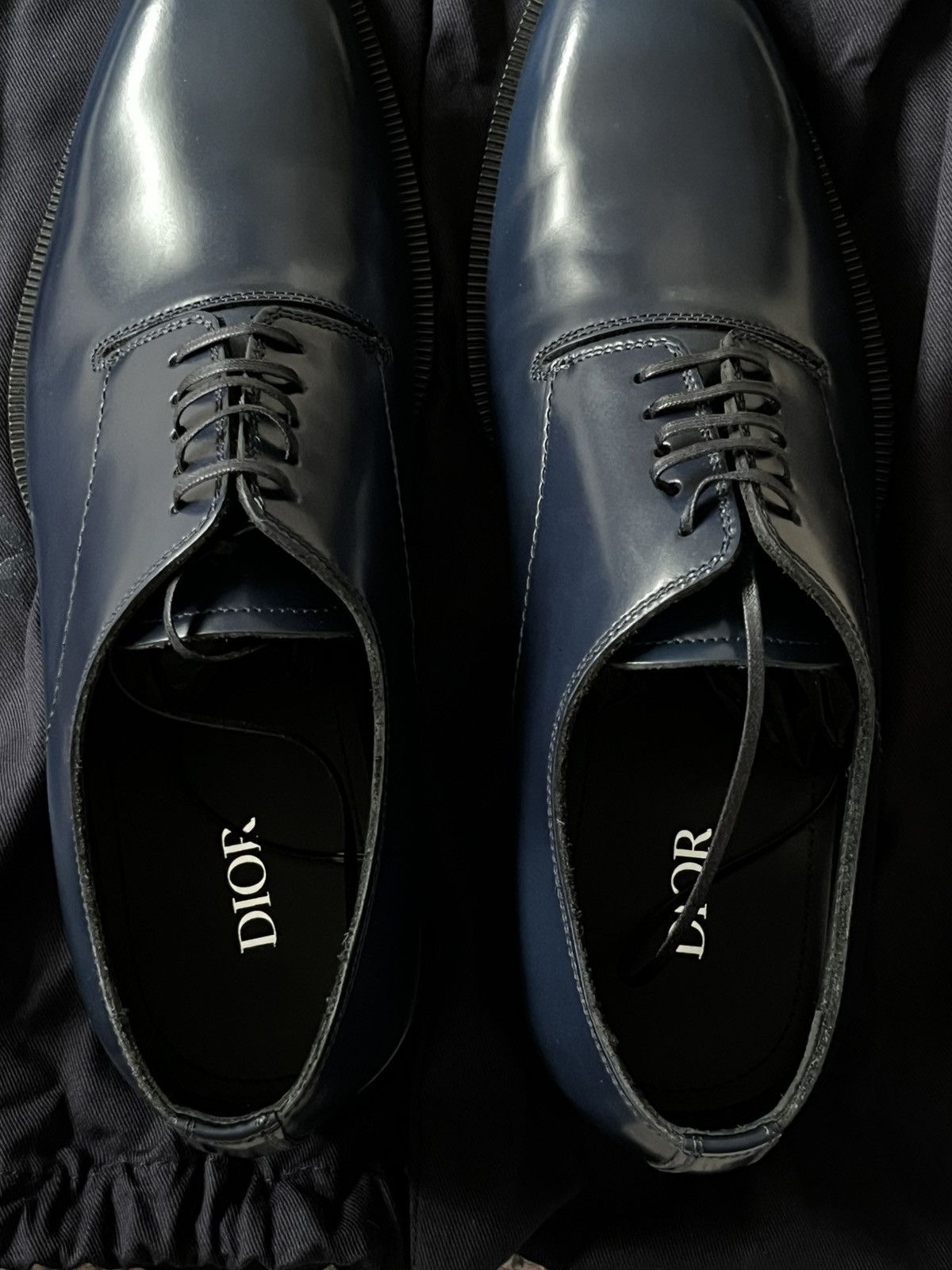 Dior Dark Blue Leather Dress Shoes Size US 7 / EU 40 - 4 Thumbnail