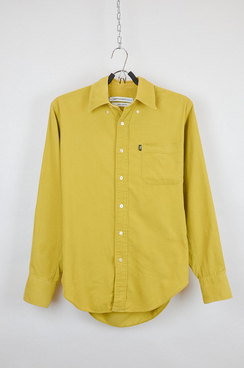 Yves Saint Laurent SAINT LAURENT JEANS Yellow Velvet Shirt Size S / US 4 / IT 40 - 1 Thumbnail