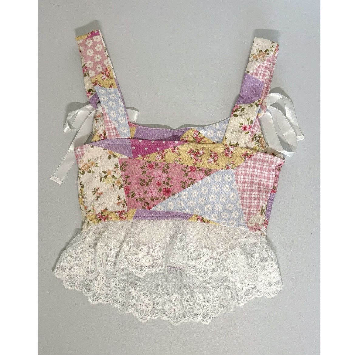 Japanese Brand Pink Coquette Floral Patchwork Lace Bows Shirt Blouse XS 🎀✨ Size XS / US 0-2 / IT 36-38 - 3 Thumbnail