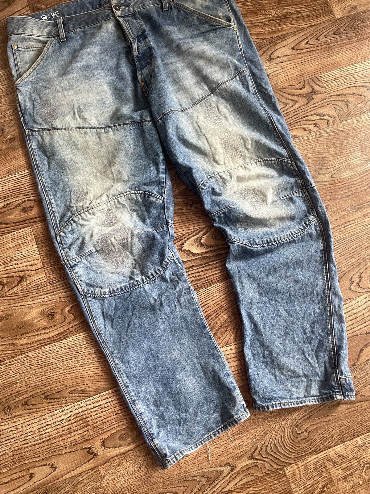 G-Star × Japanese Brand × Vintage Vintage G Star raw jeans double knee rare ultra baggy jeans Size US 36 / EU 52 - 4 Thumbnail