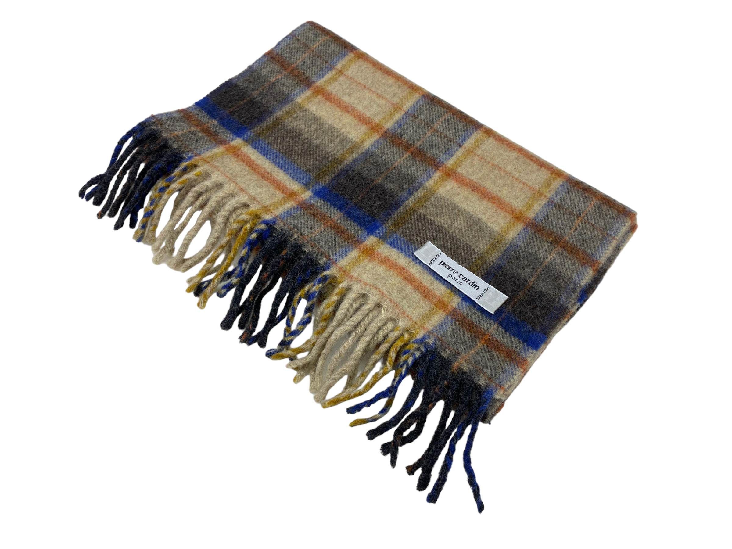 Pierre Cardin × Vintage Pierre Cardin Paris Pure Wool Checkered Vintage Scarf Size ONE SIZE - 4 Thumbnail