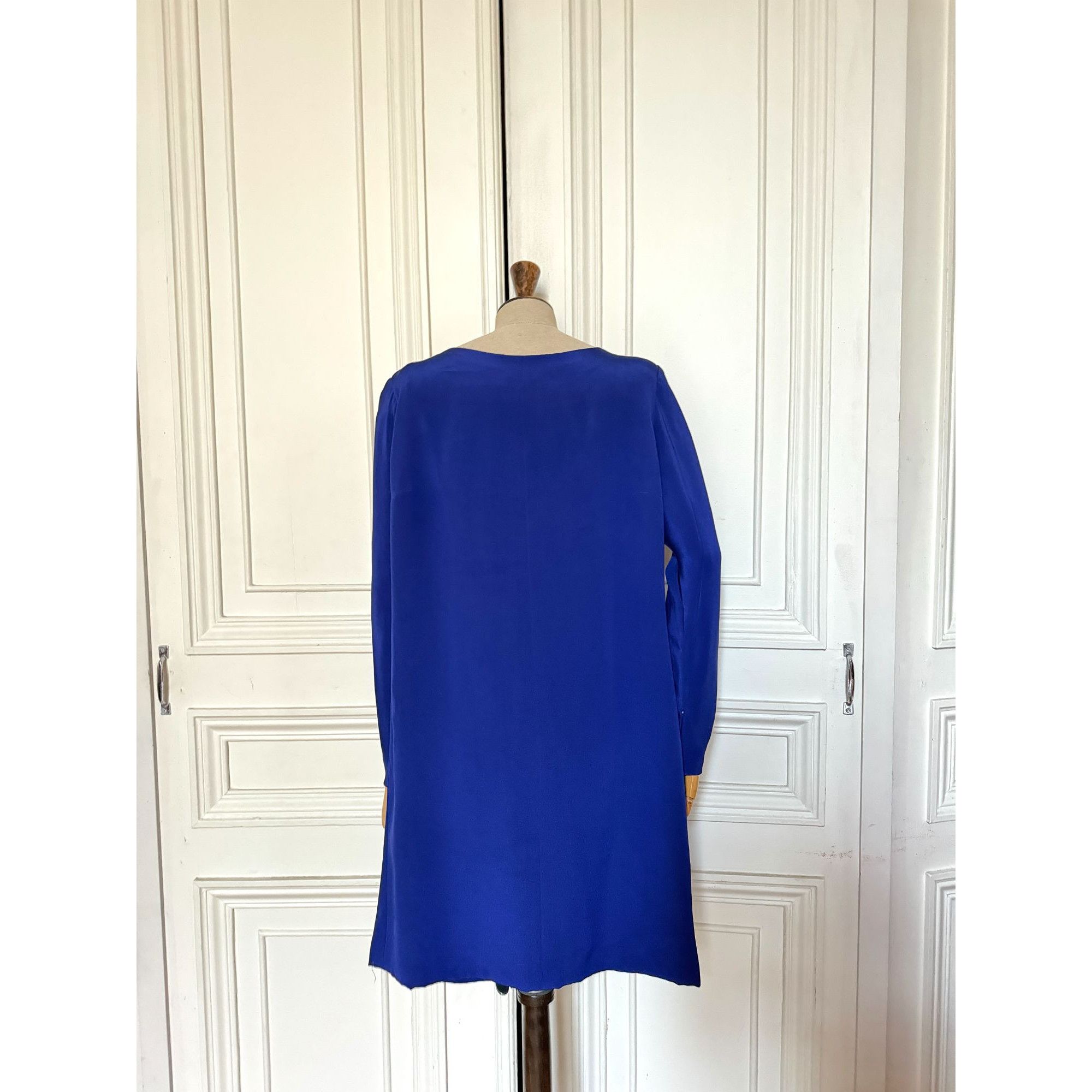 Yves Saint Laurent Early 1980s Cobalt Blue Wool Overdress Size L / US 10 / IT 46 - 5 Thumbnail