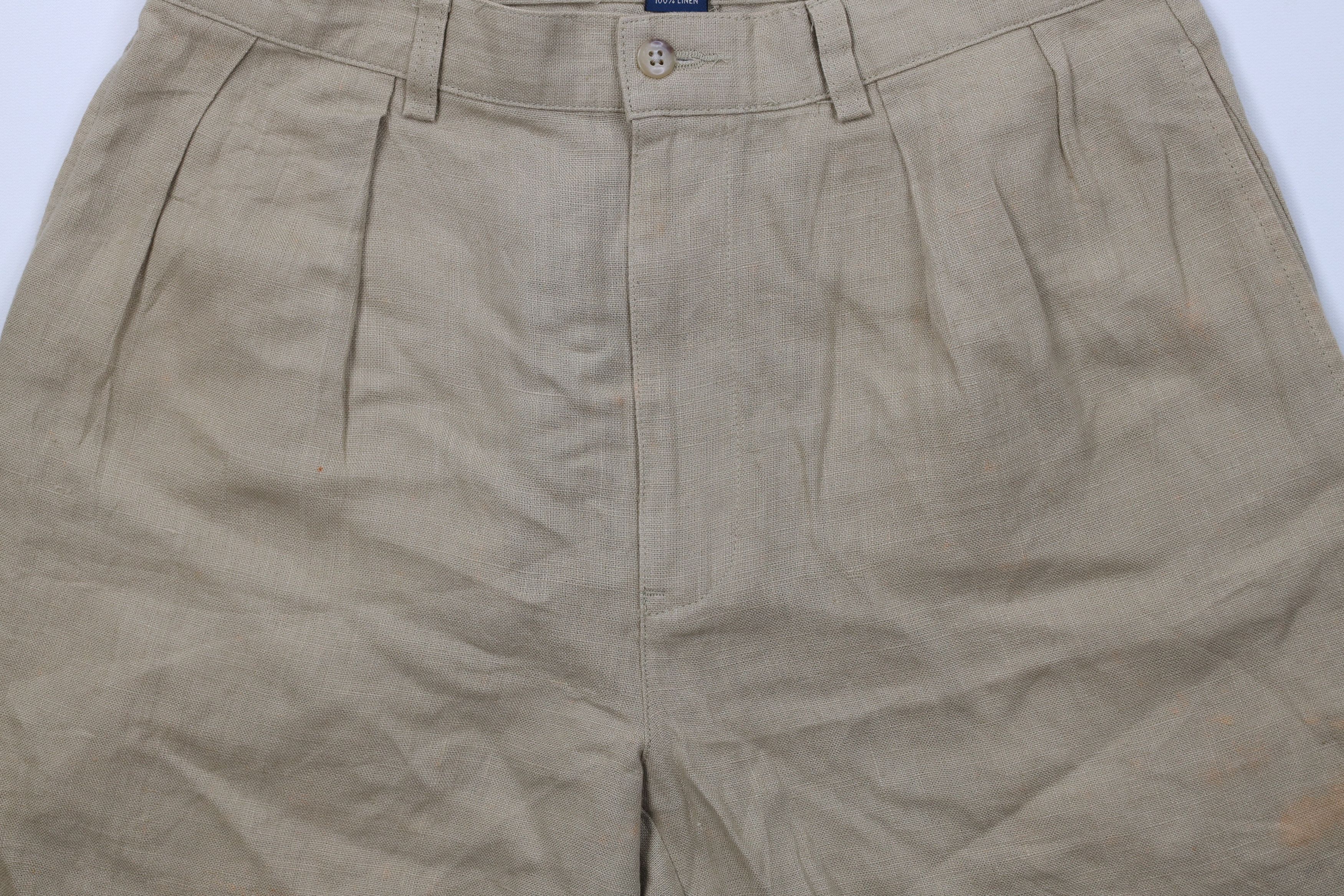 Ralph Lauren Vintage 90s Ralph Lauren Linen Above Knee Chino Shorts Beige Size US 32 / EU 48 - 3 Thumbnail