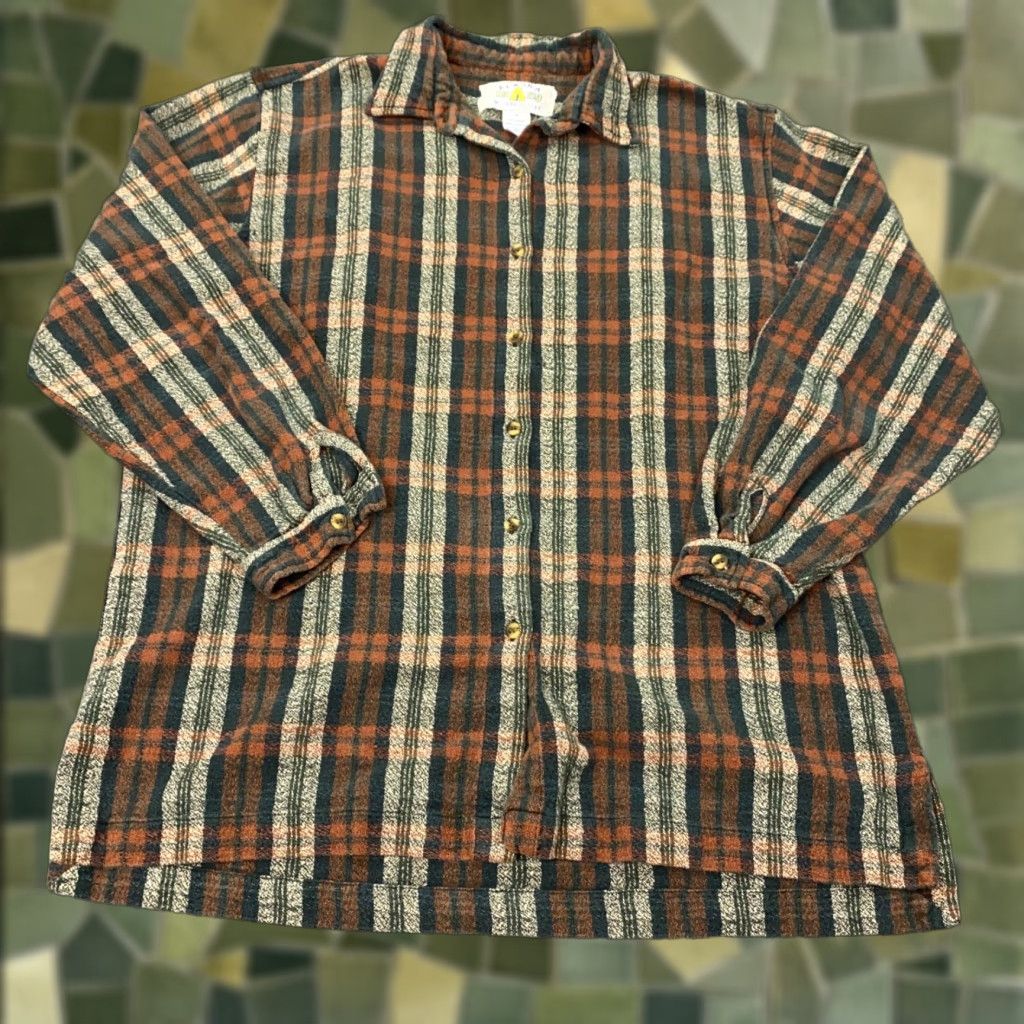Vintage Alaska Womens Shirt XL Brown Plaid Button-Up 3/4 Sleeve Casual Shirt Top Size XL / US 12-14 / IT 48-50 - 1 Thumbnail