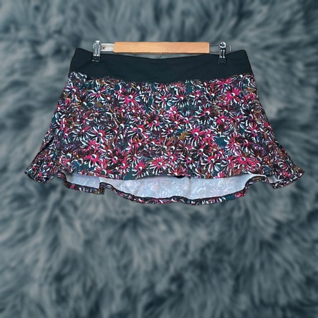 Lululemon Skort Women Size 10 Athletic Short Floral Electric Multicolor Pace Rival Mid Rise Lined Pockets