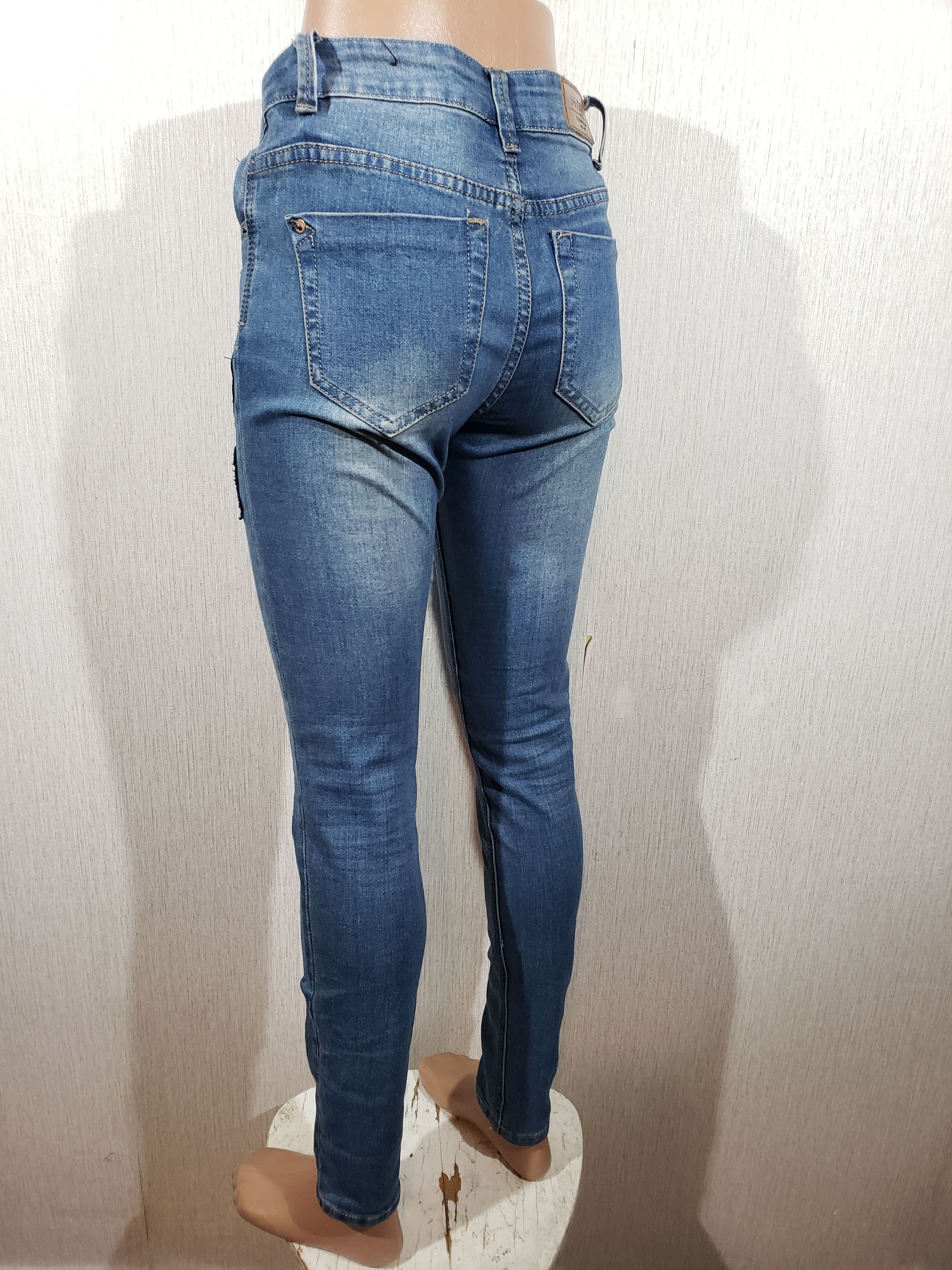 Jean Blue women's stretch jeans with many stripes. Size 30" / US 8 / IT 44 - 6 Thumbnail