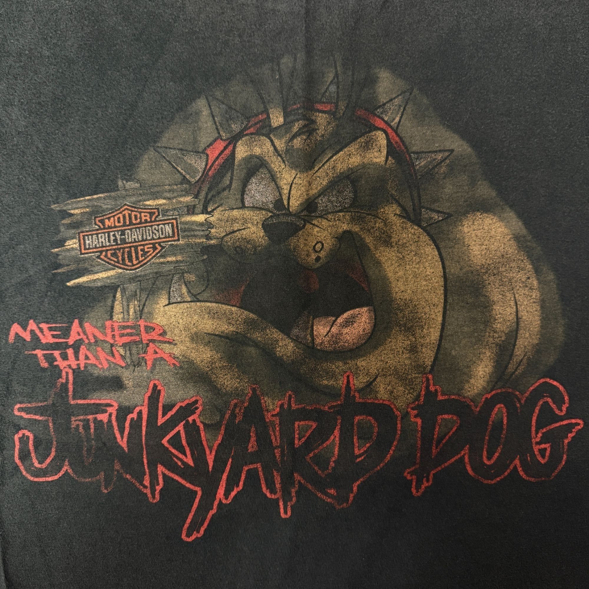 Harley Davidson 90s Meaner Than A JUNKYARD DOG Motorcycle Looney Tunes Shirt Size US XL / EU 56 / 4 - 5 Thumbnail