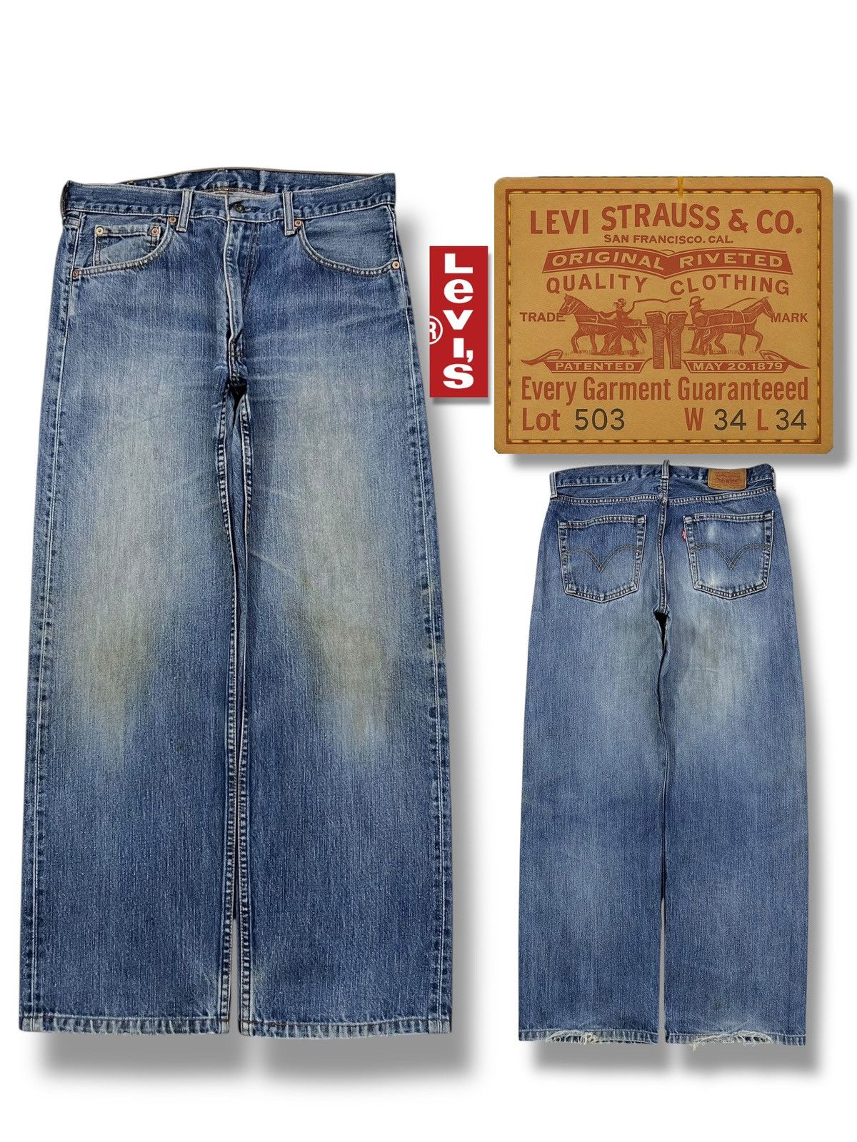 Levi's Baggy Vintage 90s Levi’s 503 Japan - Faded Wash, Distressed Size US 33 - 1 Thumbnail