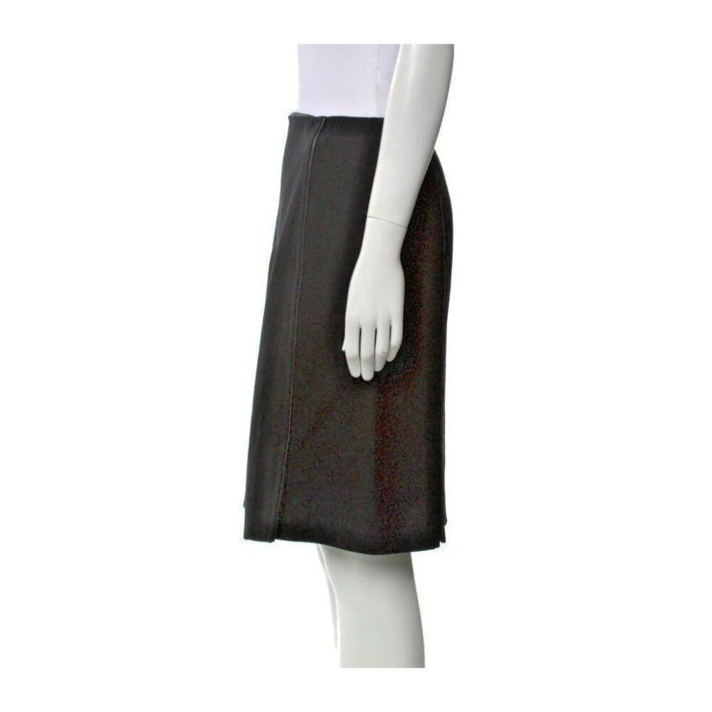Prada Prada Black Wool Skirt US 6 IT 42 – Leather Trim, Vintage 2 Size 28" / US 6 / IT 42 - 6 Thumbnail